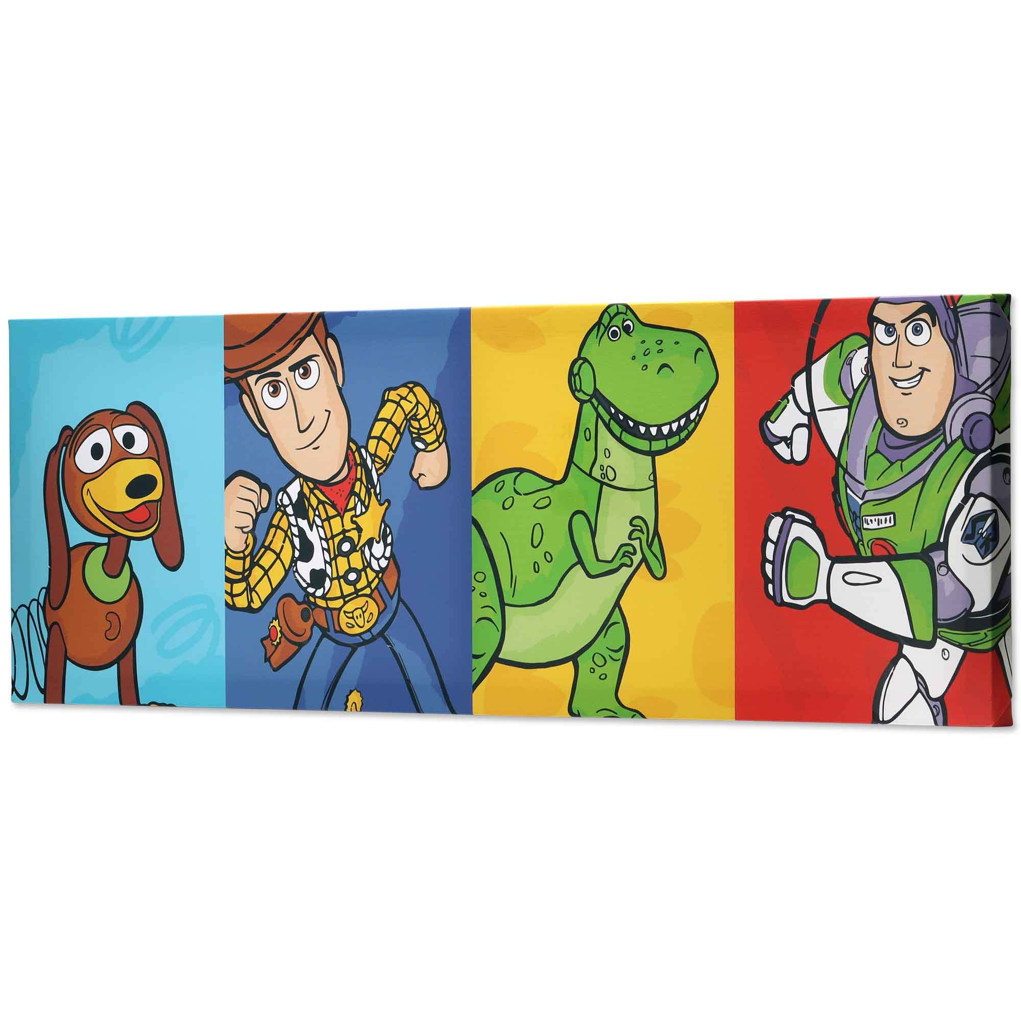 Open Road Brands Disney Pixar Toy Story Line Up Gallery Wrapped Canvas Wall Decor - Large Toy Story Painting Featuring Slinky, W