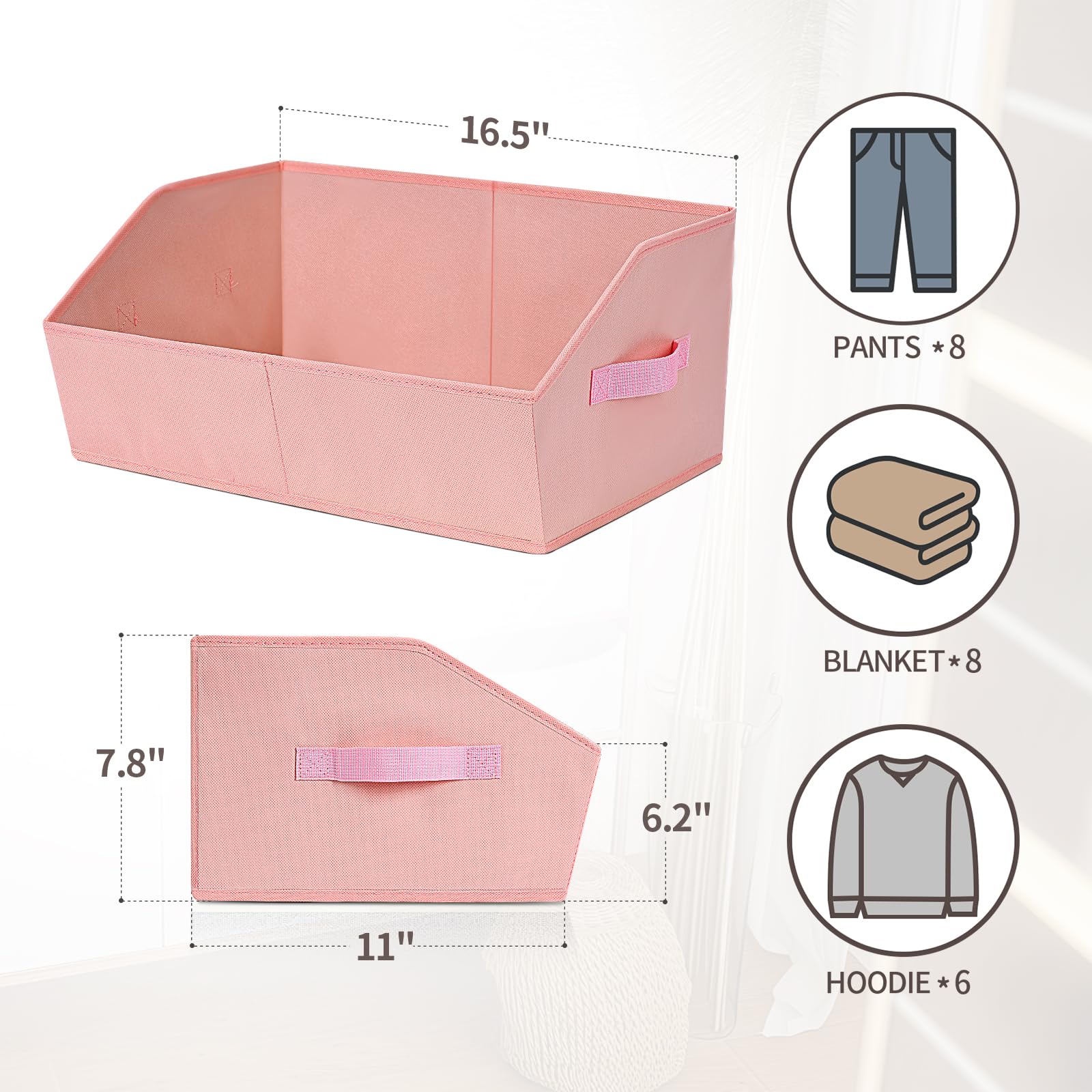 Homsorout Closet Baskets For Shelves Trapezoid - Decorative Storage Baskets With Handle, Closet Bins For Organization, Shelf Sto