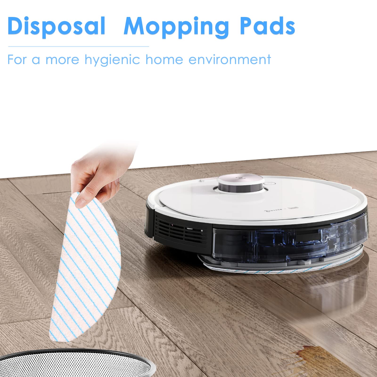 (50 Pieces) CHAIN PEAK Disposal Mop Pads for ECOVACS DEEBOT OZMO T8/ T8+/ T8 AIVI/ T9/ T9 MAX Vacuum Cleaner Wipes, Wiping Pads,