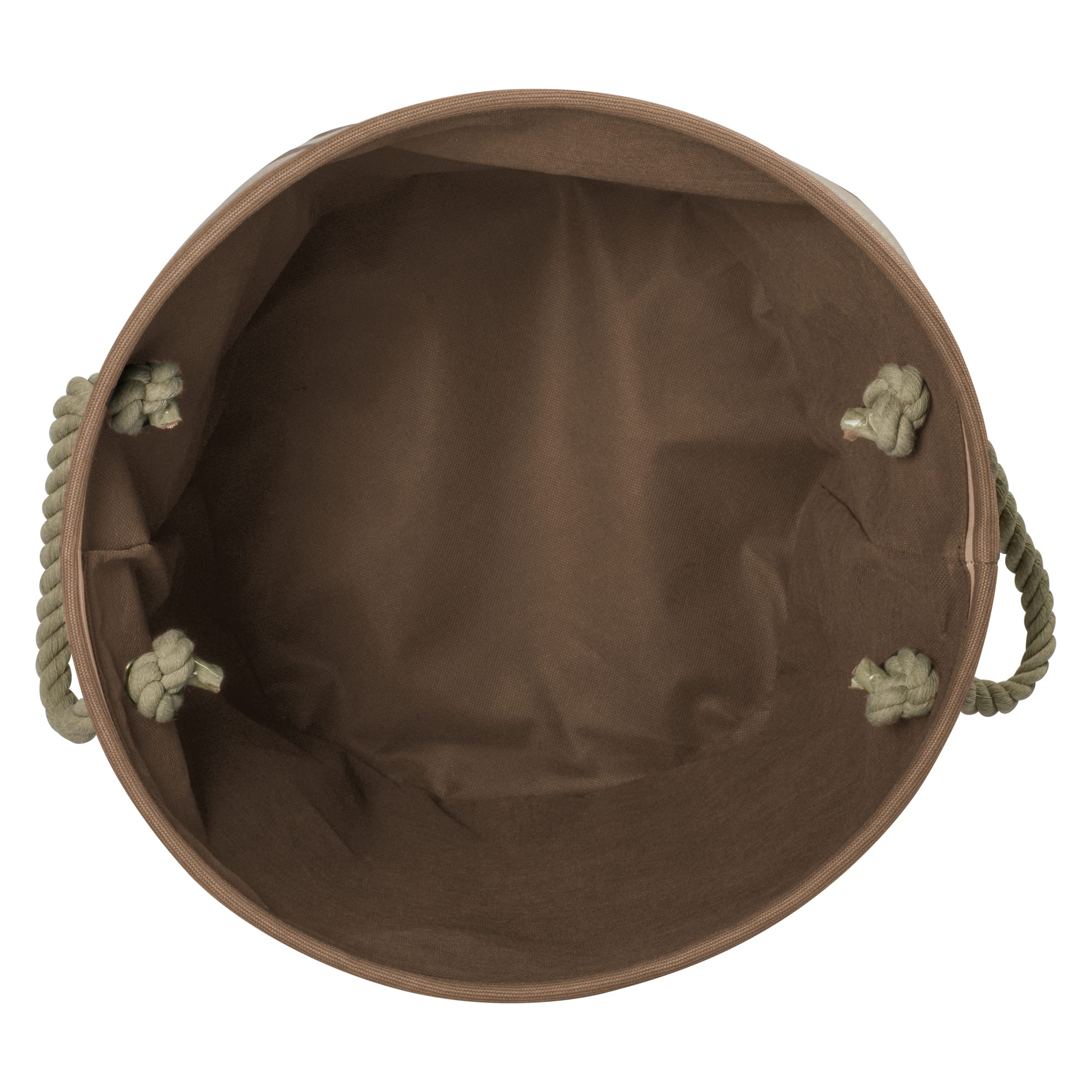 Bone Dry Pet Storage Collection Striped Paw Patch Bin  Medium Round  Brown