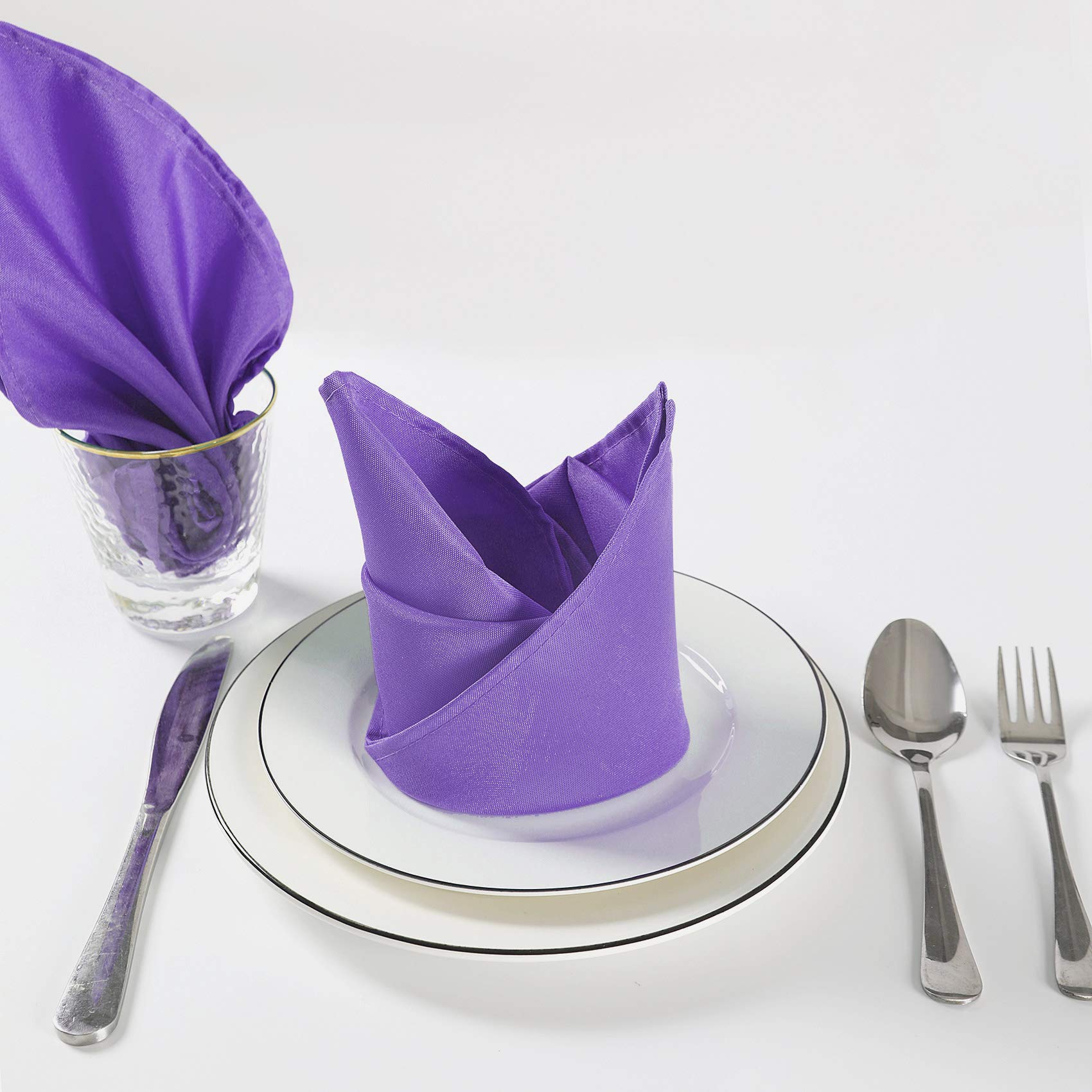 Cloth Napkins 20X20 Inch Washable Polyester Dinner Napkins Soft Table Napkins For Wedding Party Dining Banquet(Purple,25Pcs)