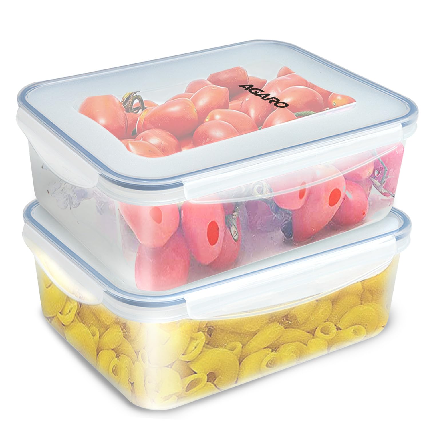 Agaro Airtight Container, Food Storage Container With Lid, Multipurpose Kitchen Container, Rectangular Plastic Body, Bpa Free, 2
