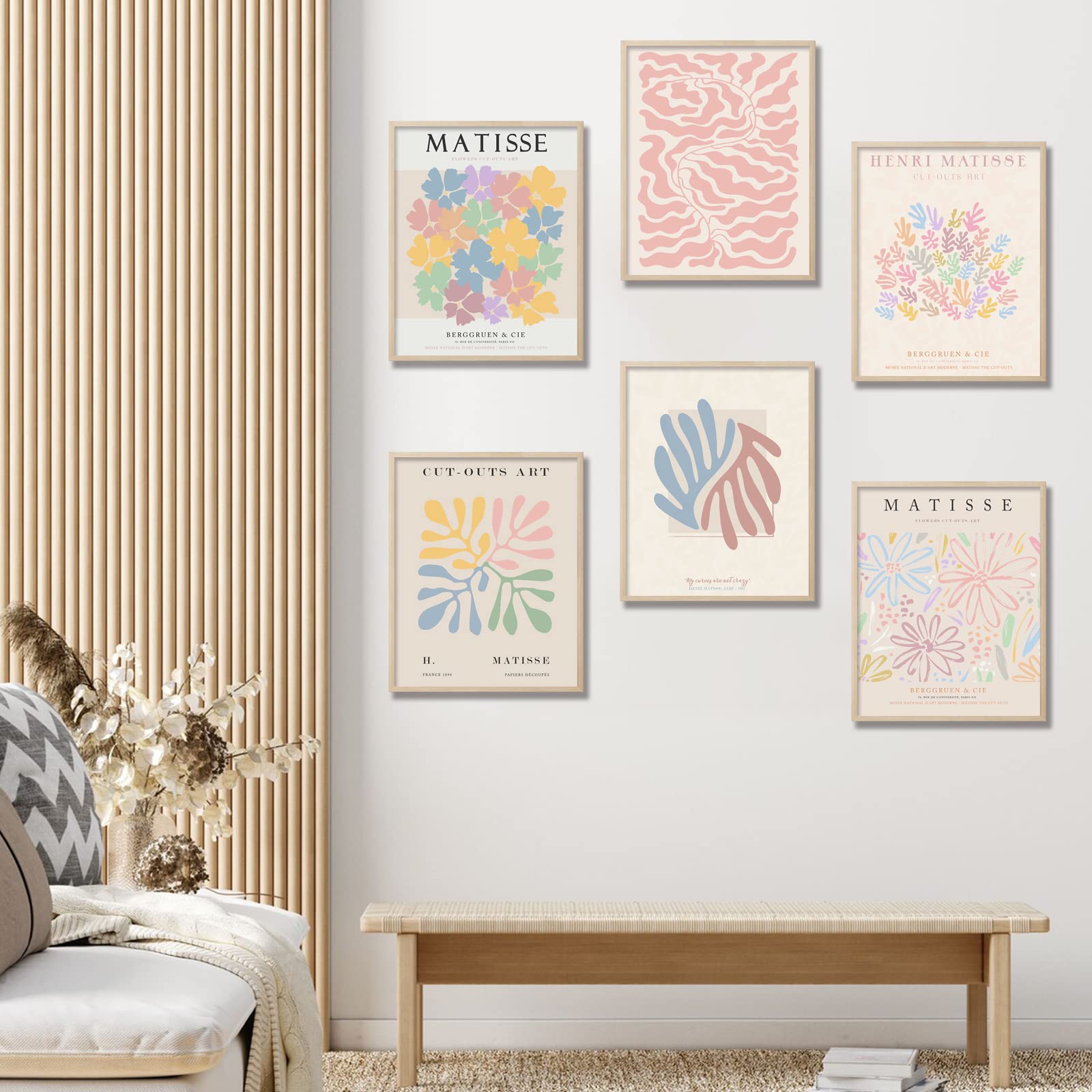 Kbkbart Henri Matisse Posters, Danish Pastel Room Decor Aesthetic, Abstract Matisse Wall Art, Minimalist Flower Boho Art Prints,