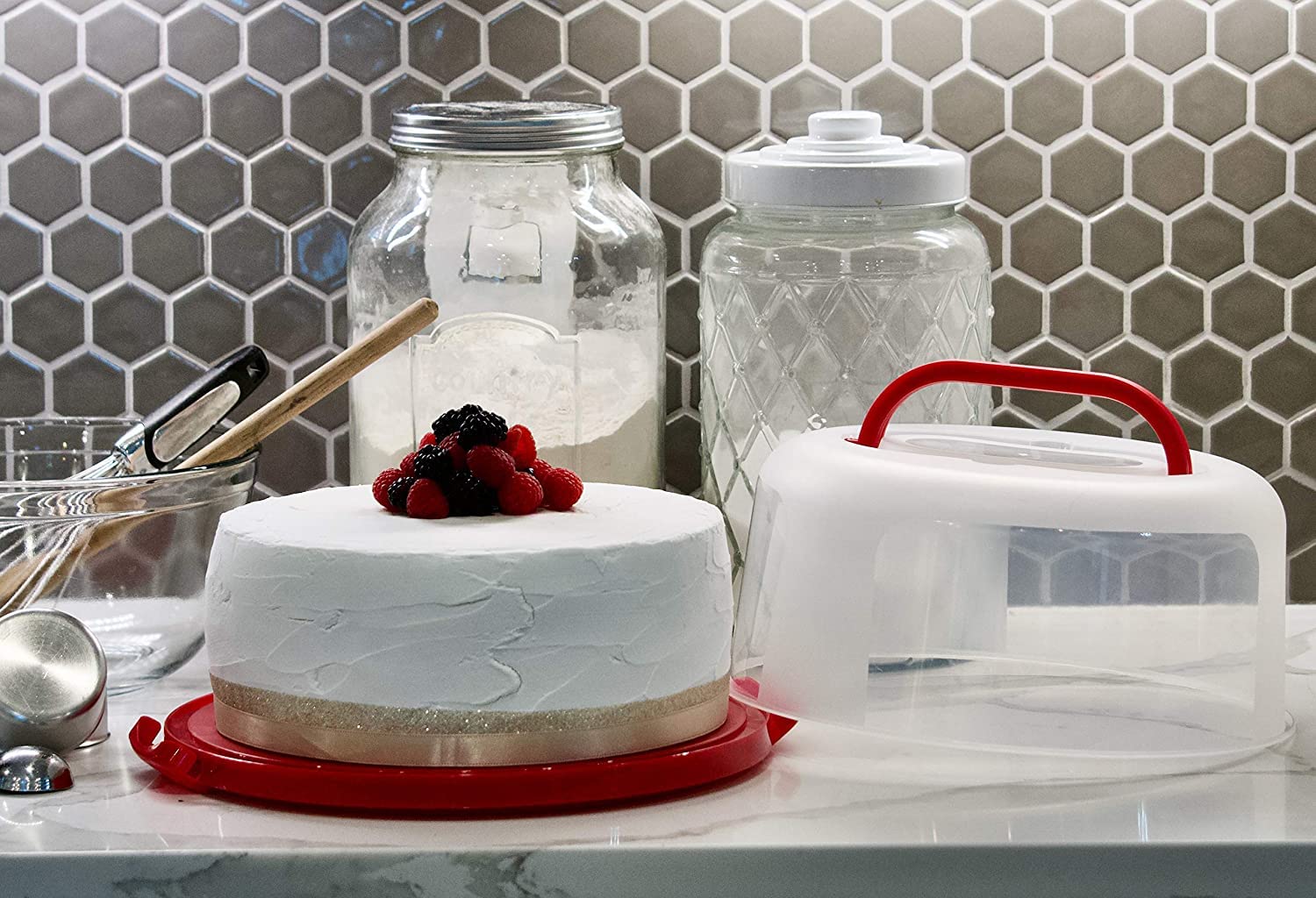 Top Shelf Elements Round Cake Carrier For Up To 10 Inch Cake Portable Cake Stands Two Sided Cake Box With Handle Fashionable Bas