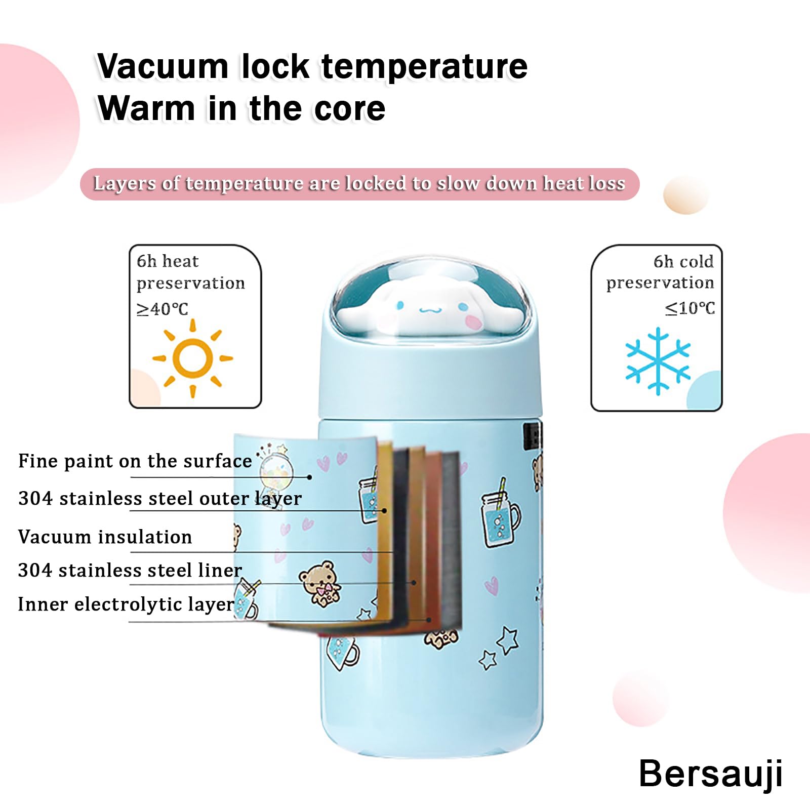 ???????? ?????????? ???????????? ???????????? ?????????? Thermal Travel Mug Reusable Stainless Steel Adorable Insulated Bottle H