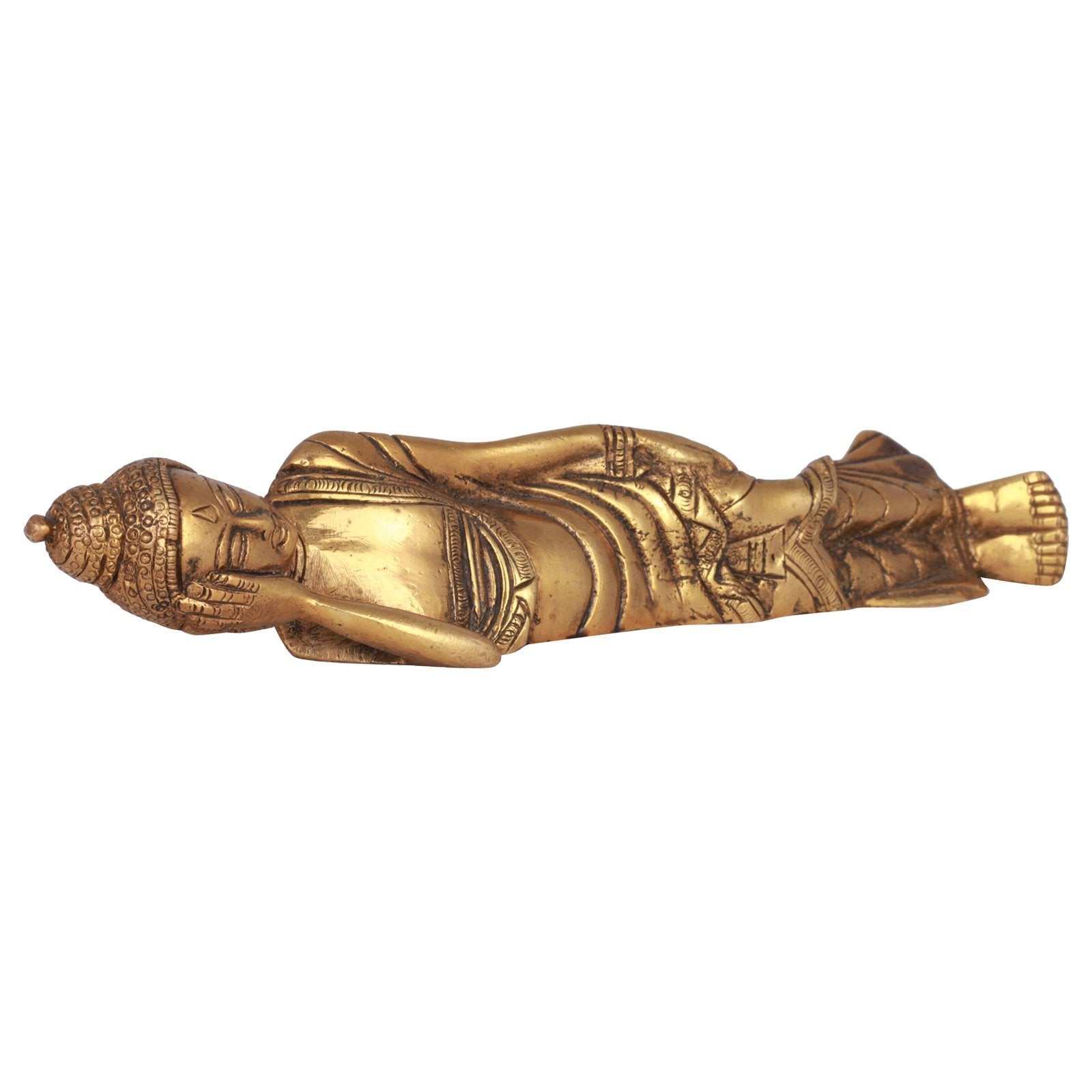 Kartique Brass Buddha Sleeping On Right Hand