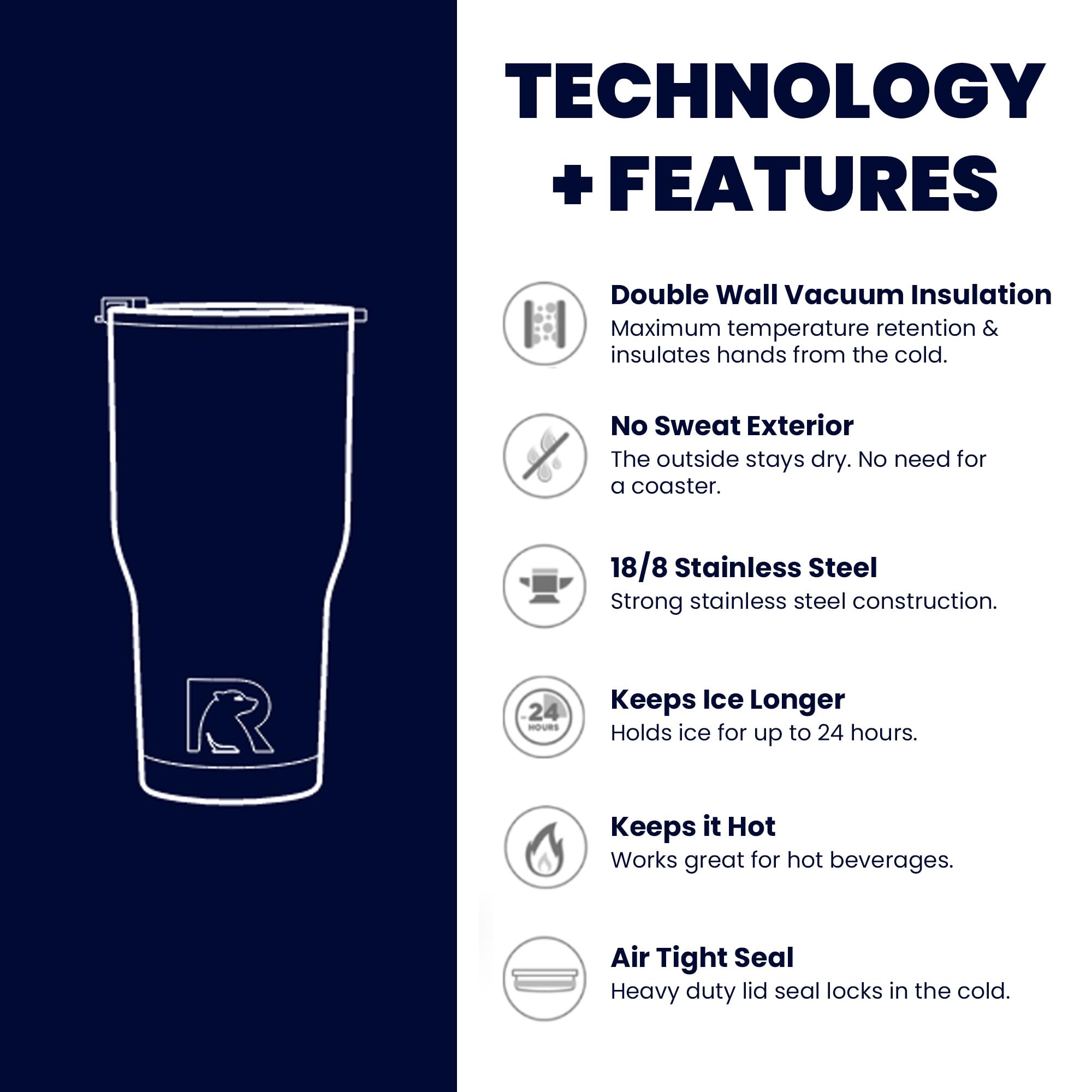 RTIC 20 oz Insulated Tumbler Stainless Steel Coffee Travel Mug with Lid, Spill Proof, Hot Beverage and Cold, Portable Thermal Cu