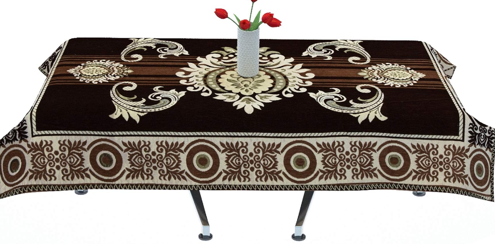 Multitex Heavy Velvet Chenille Table Cover and Table Cloth for Center Table Pack of 1