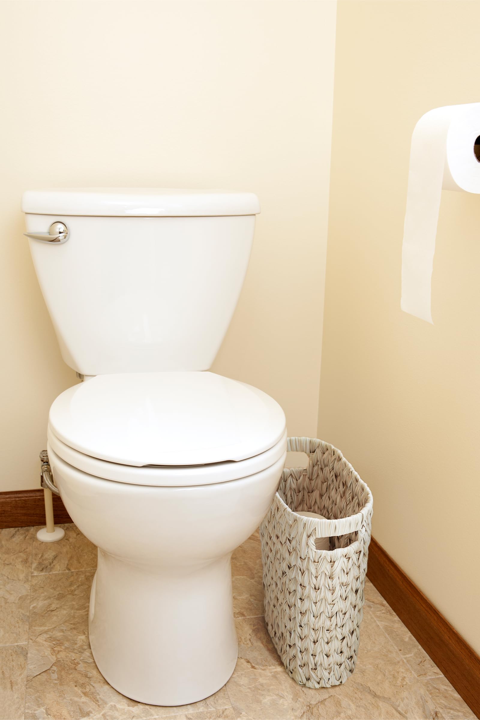 Coeusy Wicker Trash Can,Bathroom Trash Can,Waterproof Wicker Waste Basket For Bathroom,Narrow Small Waste Basket For Bedroom,Off