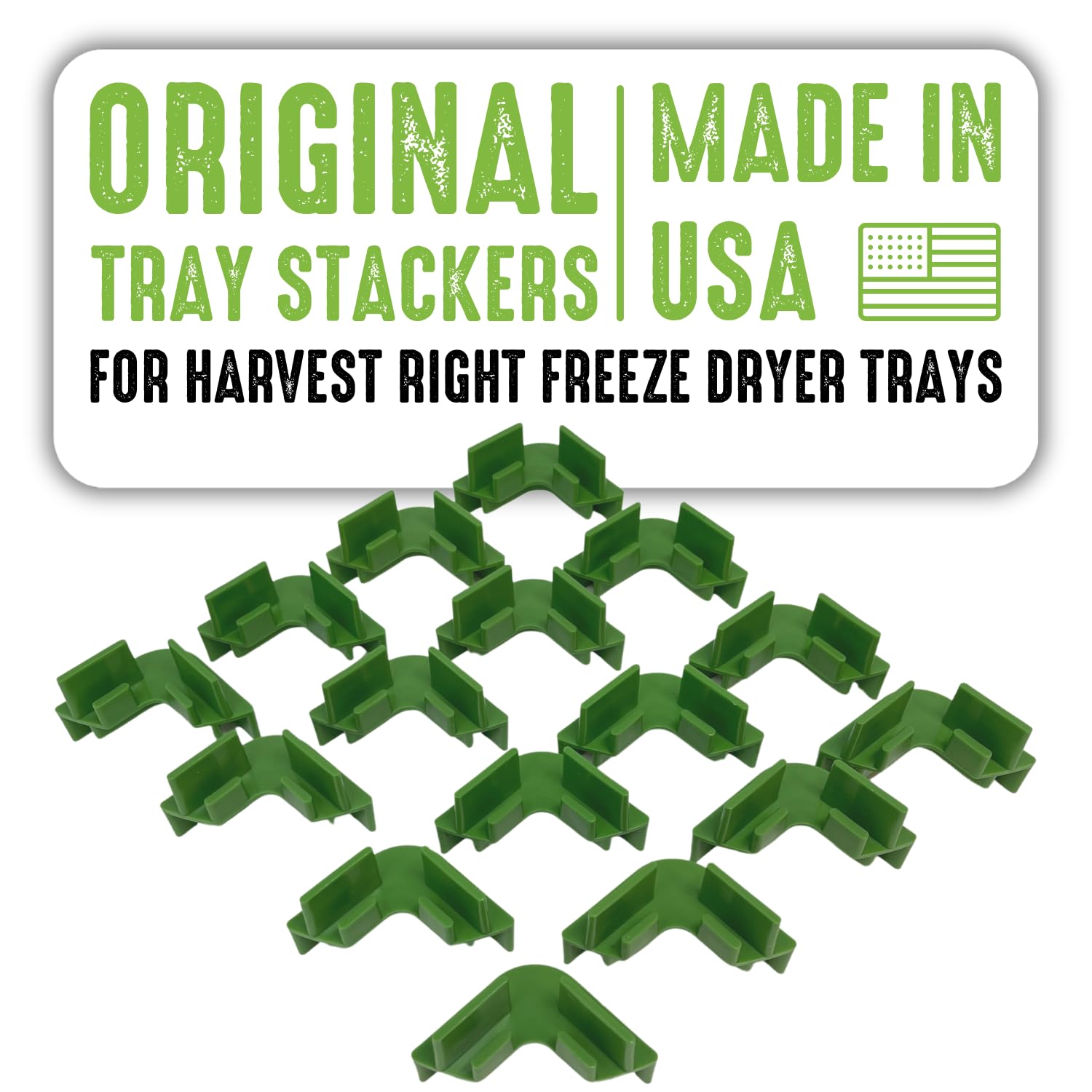 16 Pc Original Tray Stackers For Harvest Right Freeze Dryer Trays - Stacks 5 Trays - Green - Freeze Dryer Machine Accessories -