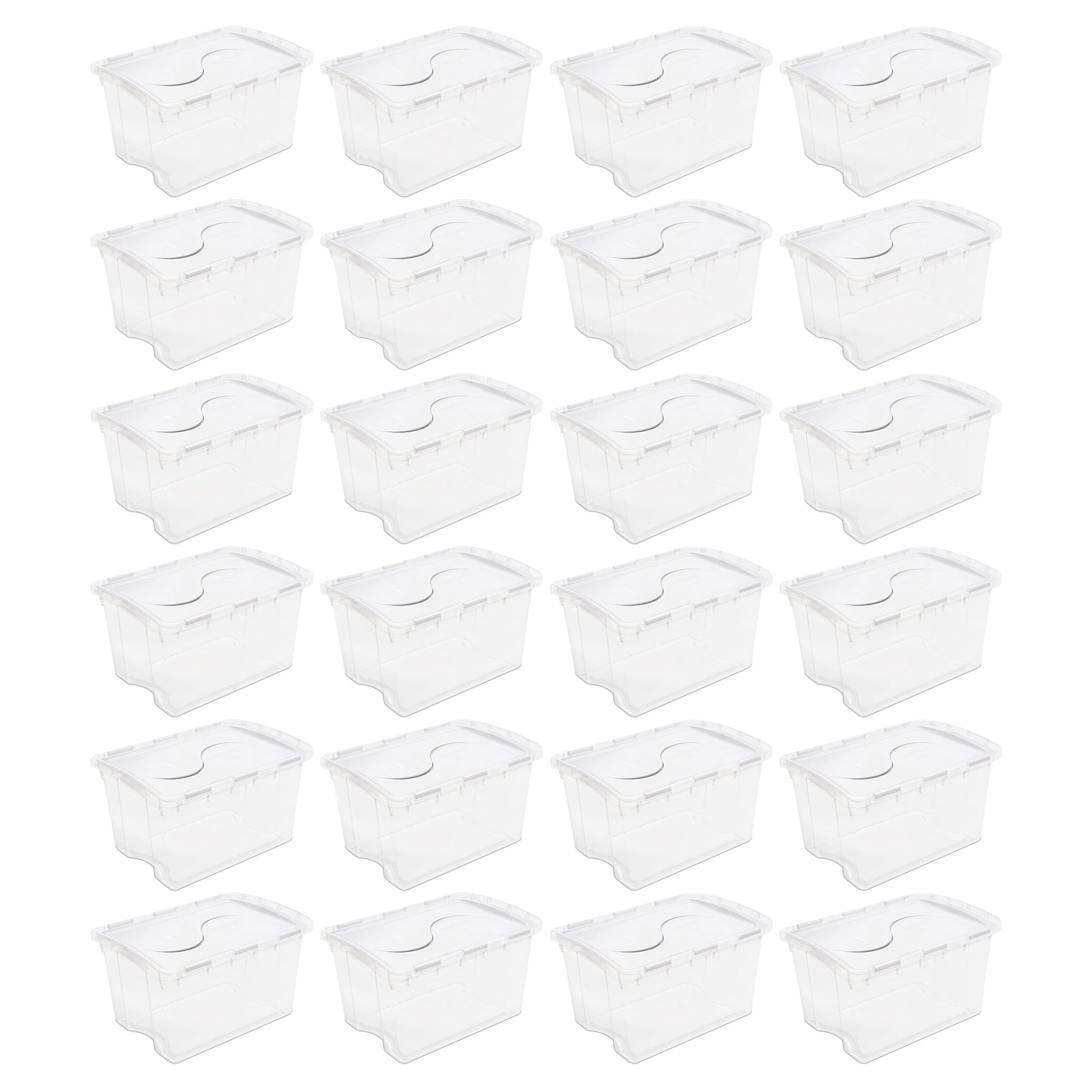 Sterilite 48 Qt Hinged Lid Storage Box, Stackable Bin With Lid, Plastic Container To Organize Home, Office, Basement, Clear With