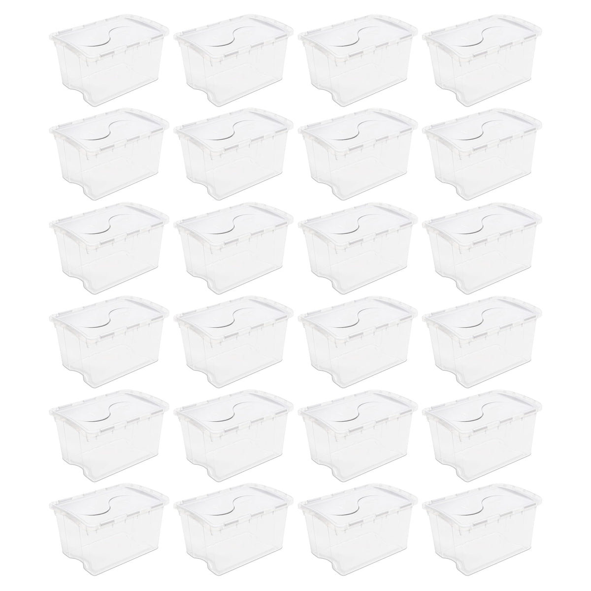 Sterilite 48 Qt Hinged Lid Storage Box, Stackable Bin With Lid, Plastic Container To Organize Home, Office, Basement, Clear With