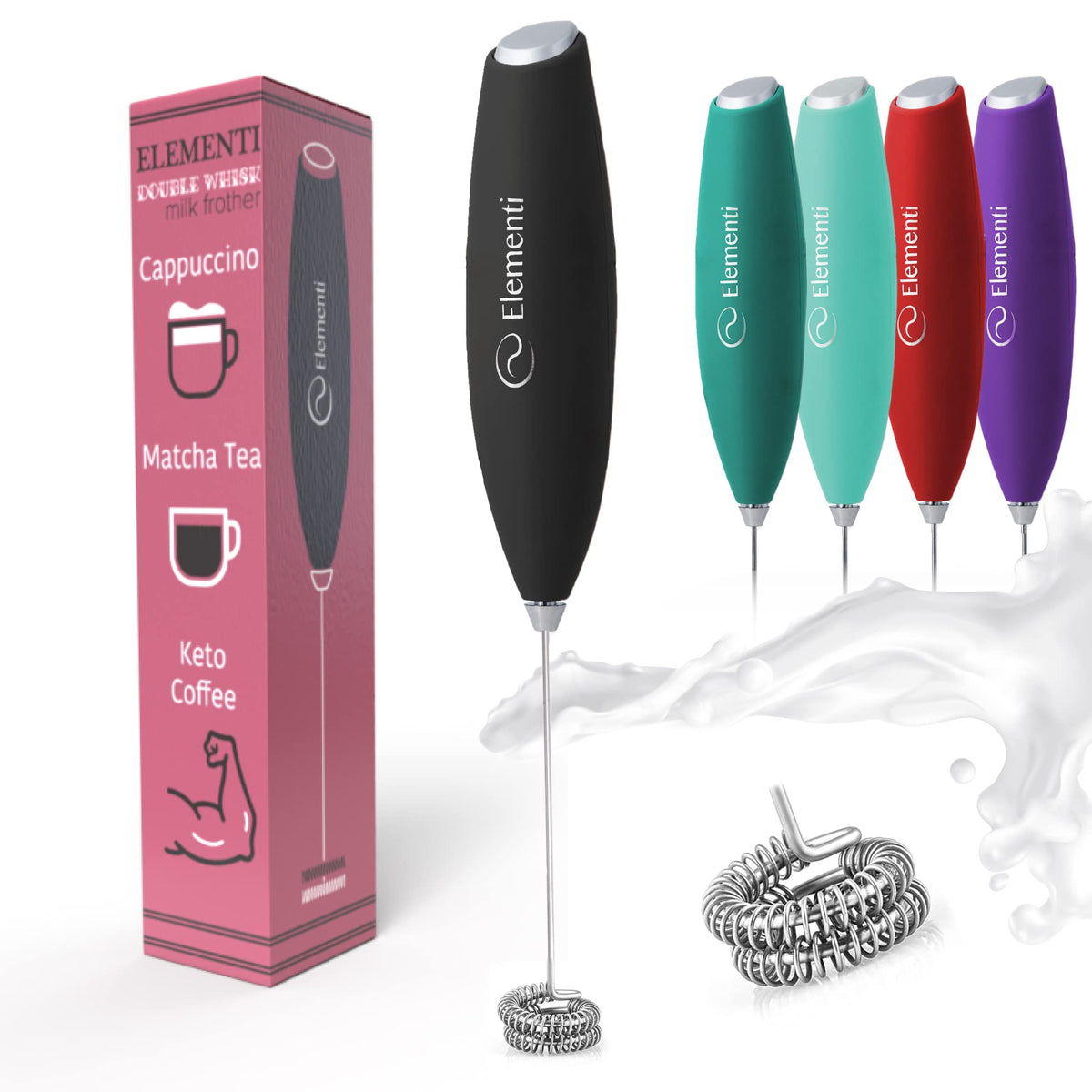 Elementi Electric Stirrer For Powder Drinks - Protein Powder Mixer For Drinks - Coffee Stirrers Electric Mini Electric Stirrer F