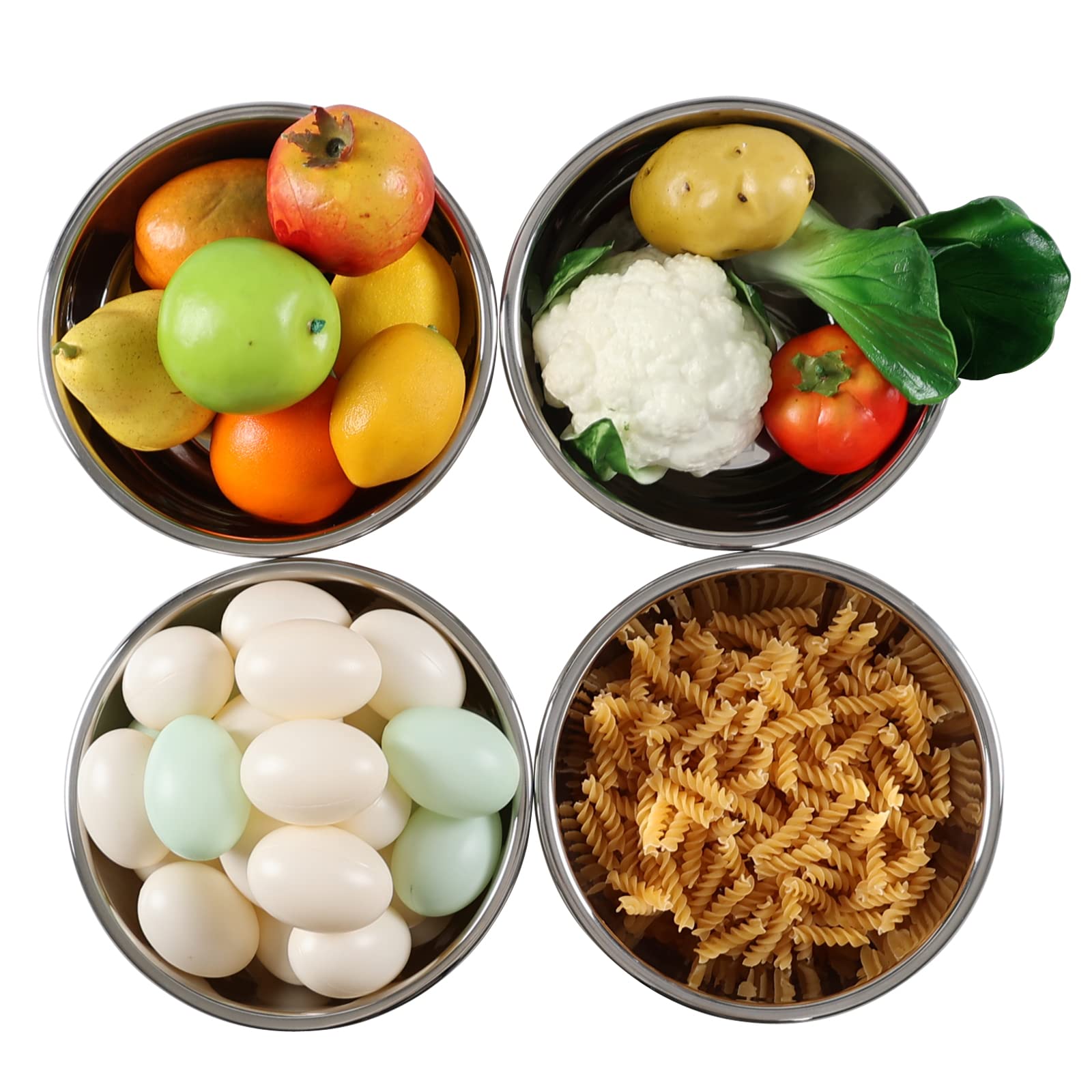 Innouse 4 Packs Stainless Steel Mixing Bowls, Metal Kitchen Prep Bowls