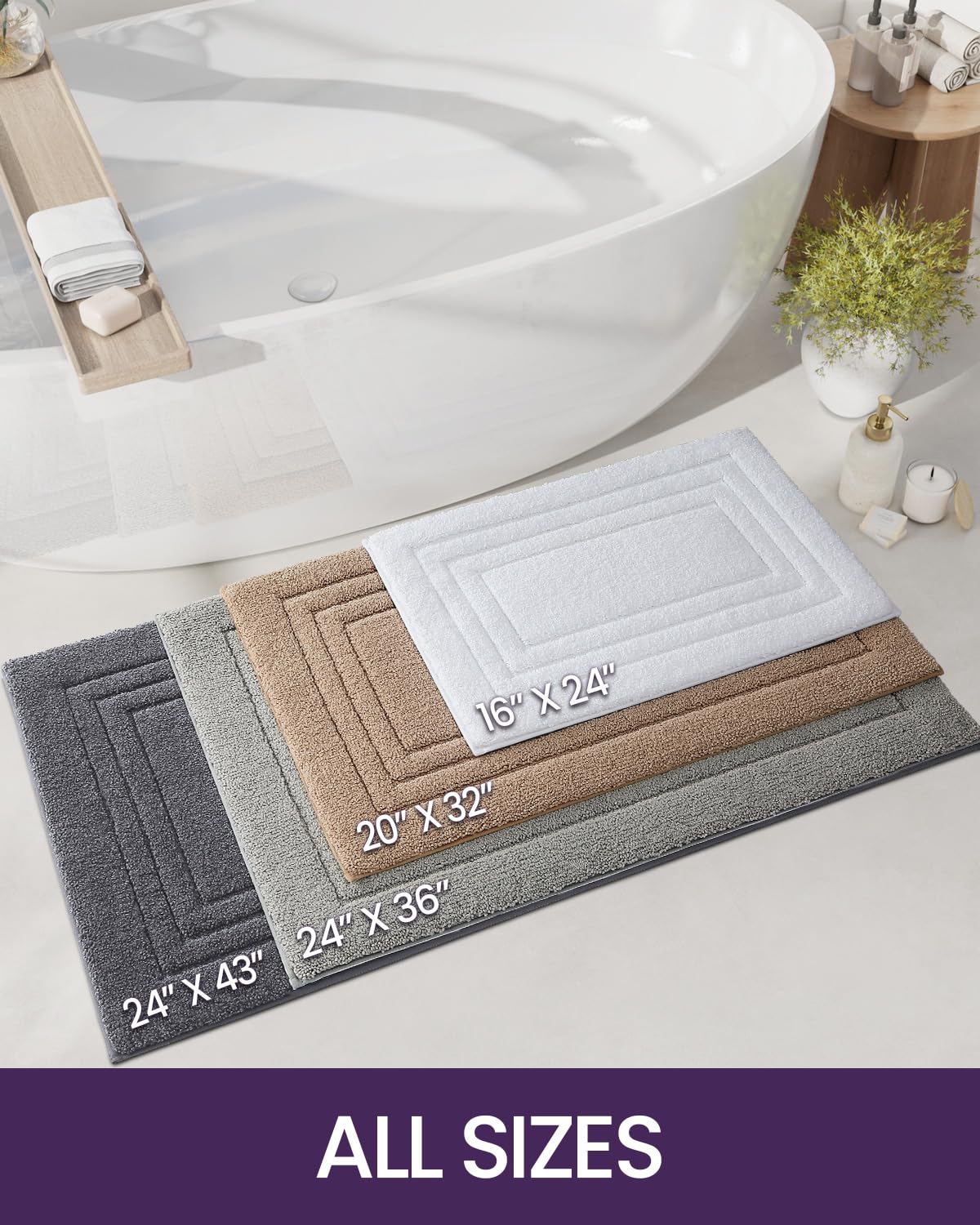 Dexi Bathroom Rug Mat 36X24, Ultra Soft Absorbent Mats, Non Slip Washable Shower Floor Rugs, Quick Dry Microfiber Bathmat For Tu