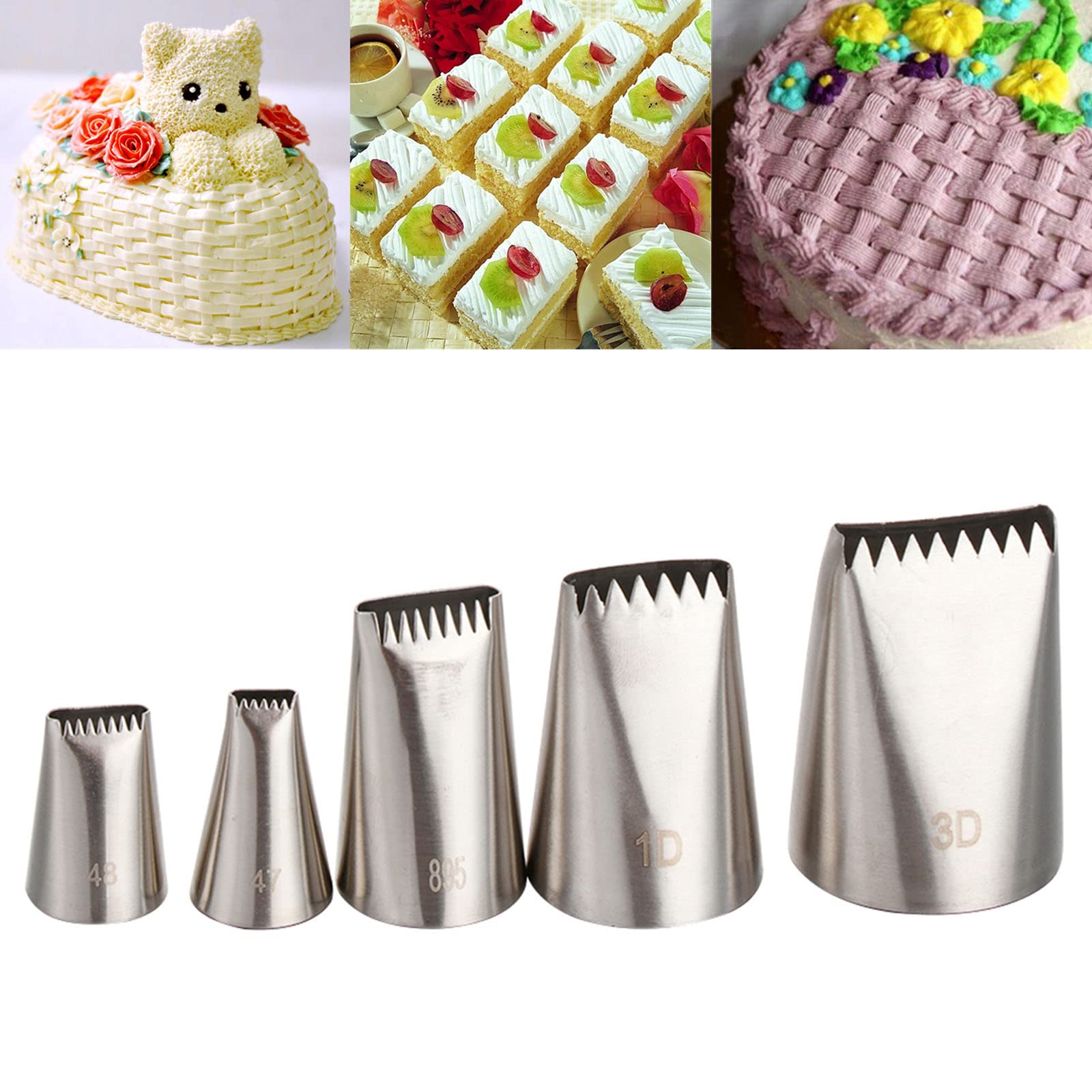 Roseflower 4 Pcs Large Piping Tips Set - Grade Stainless Steel Big Piping Nozzles Kit For Pastry Cupcakes Cakes Cookies Decorati
