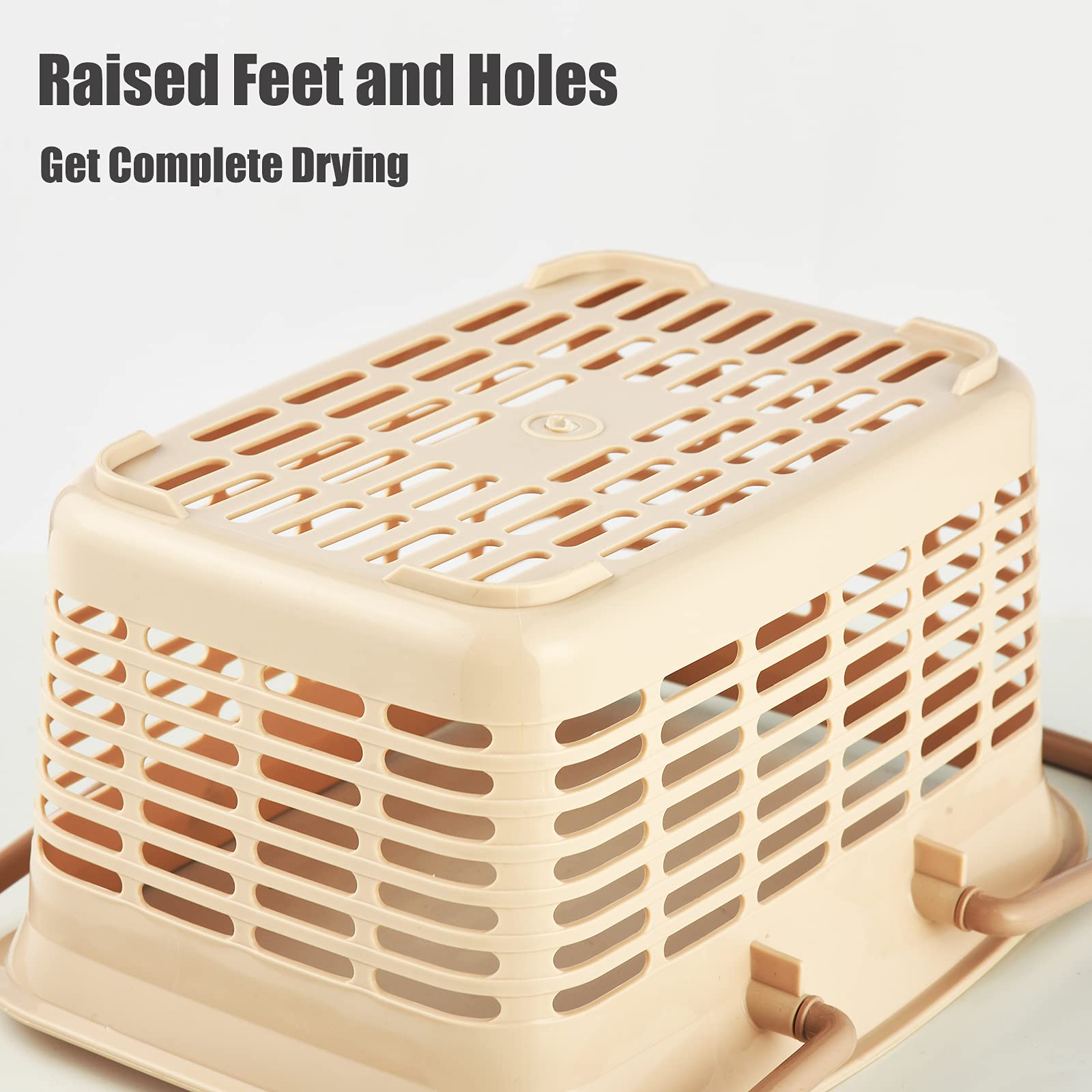 Alink Plastic Shower Caddy Basket With Handle, Portable Organizer Storage Basket For College Dorm, Bathroom, Kitchen - Khaki