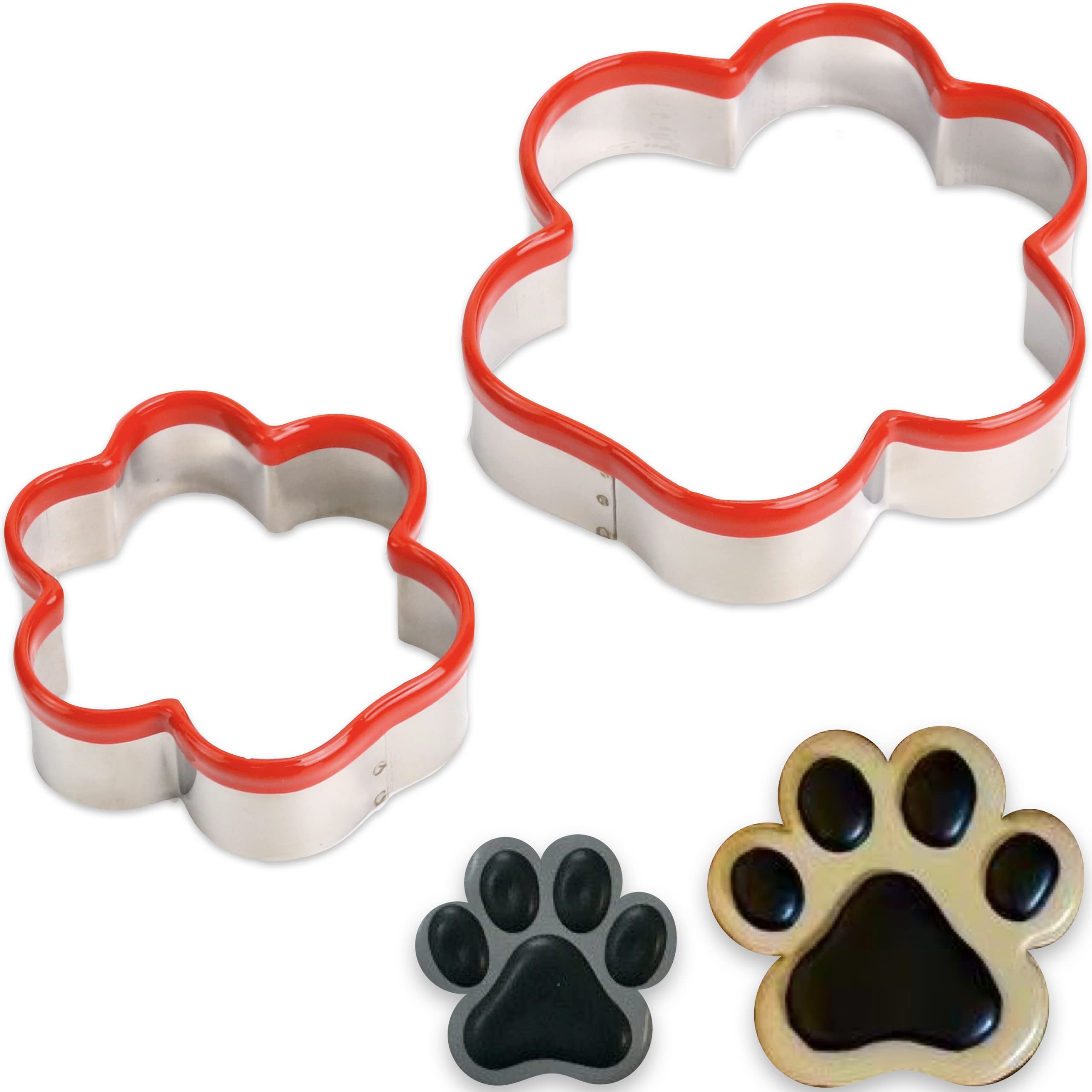 2Pcs Dog Paw Cookie Cutters, Dog Cookie Cutters, Dog Treats Cookie Cutter, Homemade Dog Biscuit Treats Cutters, Coated With Soft