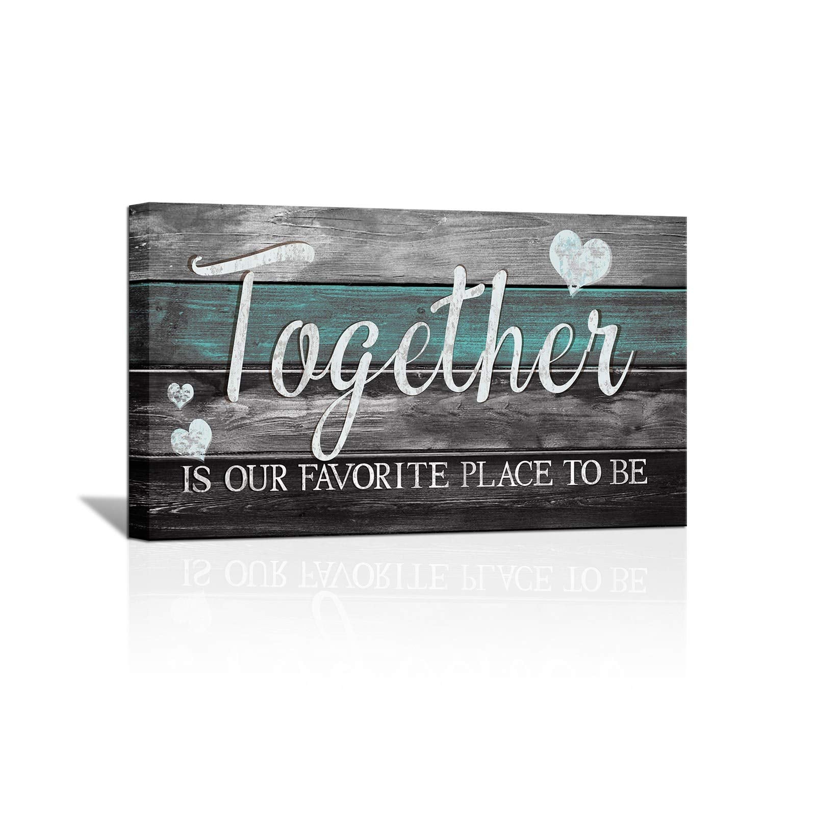 SkenoArt Family Inspirational Quotes Painting Canvas Wall Art Rustic Together is Our Favorite Place to Be Signs Bathroom Bedroom
