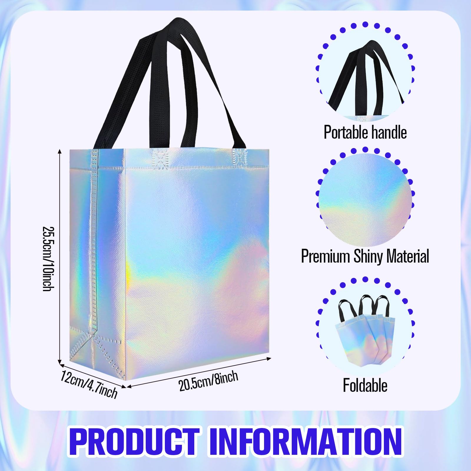 Eccliy 80 Pieces Gift Bags Set Glossy Reusable Tote with Handles Grocery Bags for Wedding, Halloween, Thanksgiving, Christmas(Me