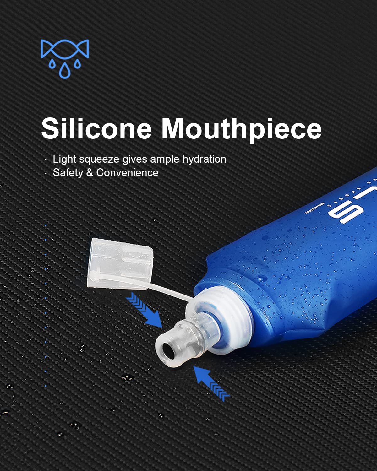 Wrels Folding Soft Flask Portable Collapsible Running Lightweight Water Bottle For Outdoor Sports,Travel With Mouthpeice Cover(1