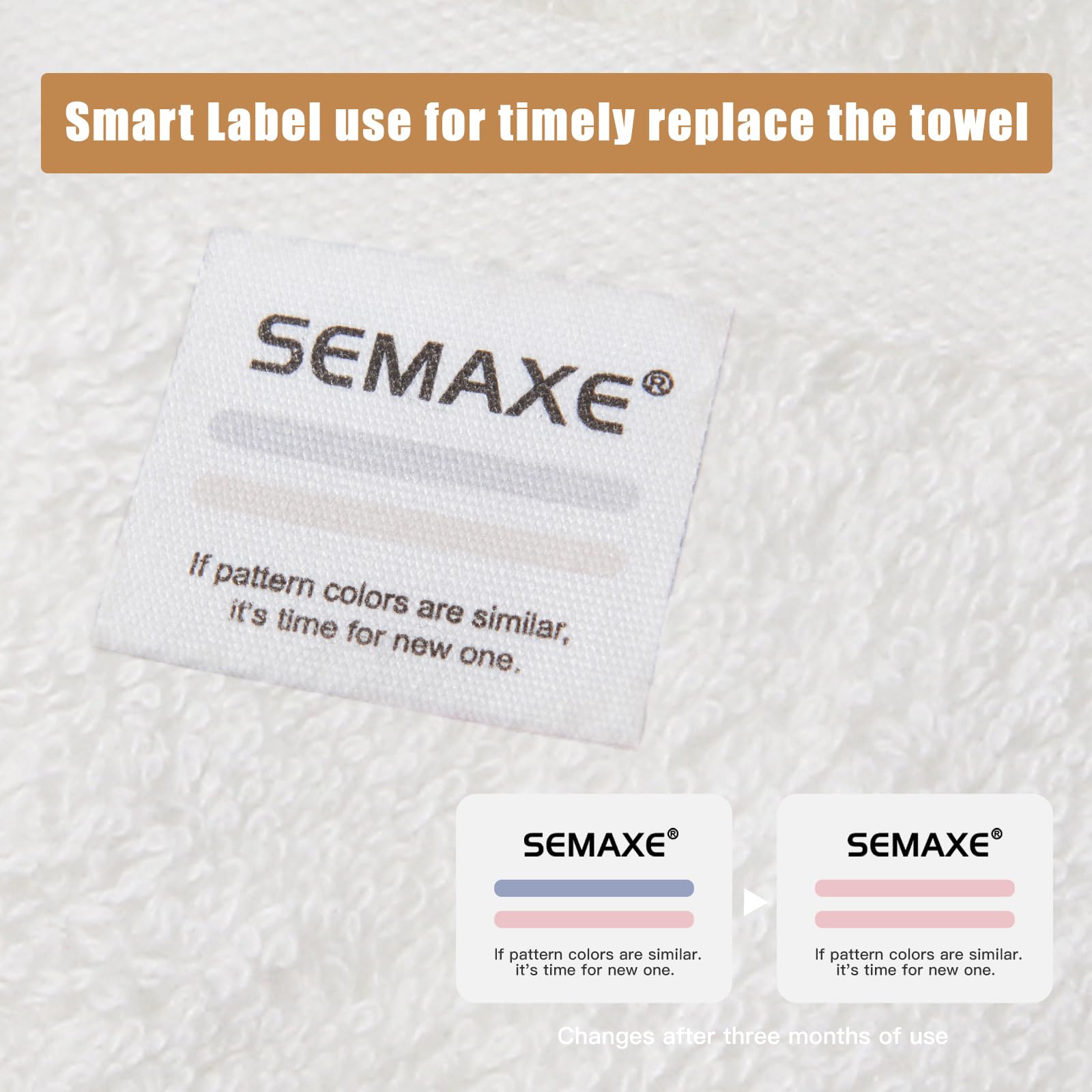 Semaxe White Bath Towel Set, 100% Cotton Bathroom Towels With Hanging Loops And Nano-Bio Lifecycle Labels, 8 Piece Towel Set Inc