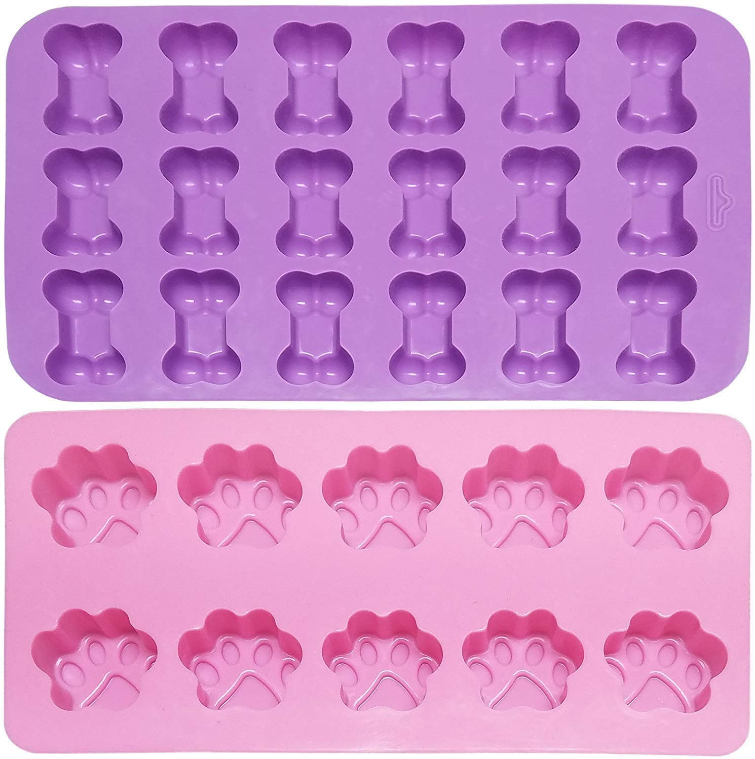Silicone Molds Puppy Dog Paw And Bone Mold For Dog Treats, Homemade Non-Stick Food Grade, Chocolate, Candy, Jelly, Ice Cube Mold