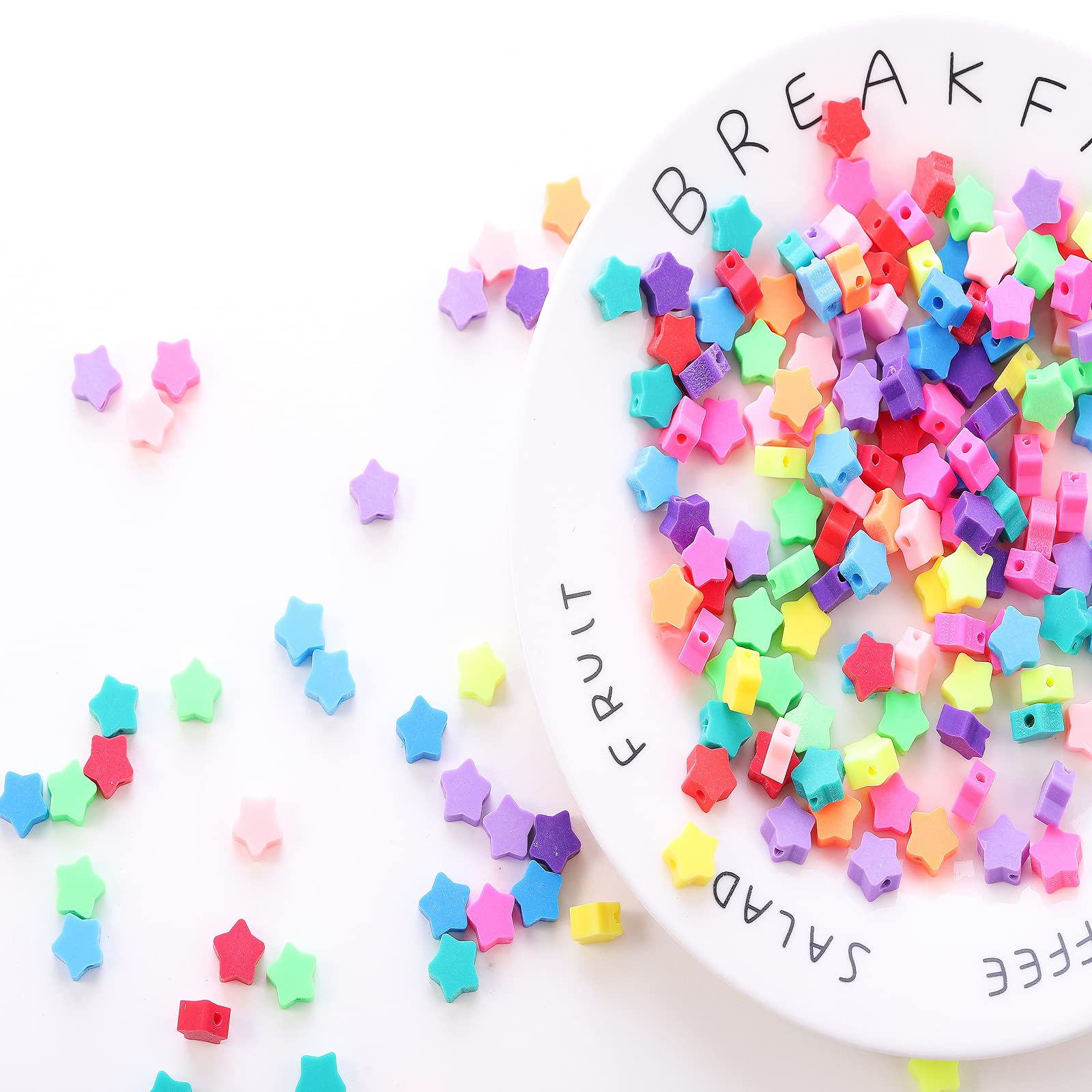 100Pcs Star Polymer Clay Spacer Beads For Women Girls Jewelry Making Diy Bracelet Necklace Hair Clip Accessories (Star)