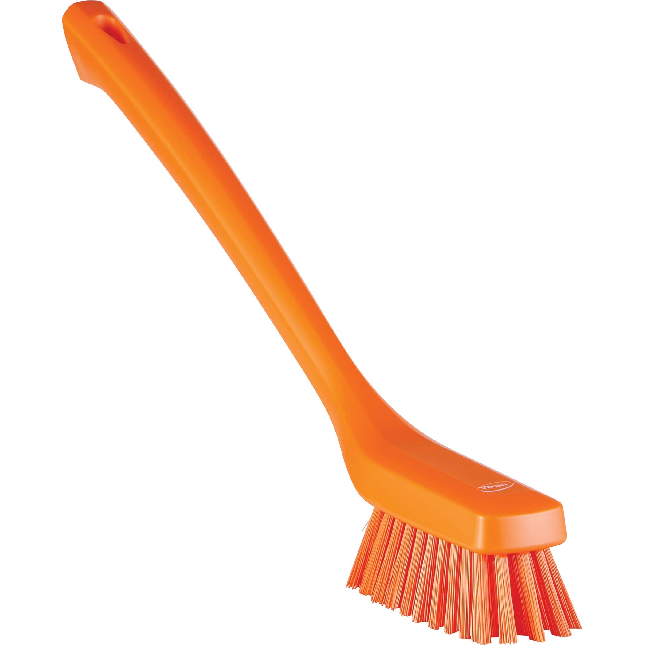 Vikan 41857 Narrow Cleaning Brush with Long Handle, 16.54, Hard, Orange