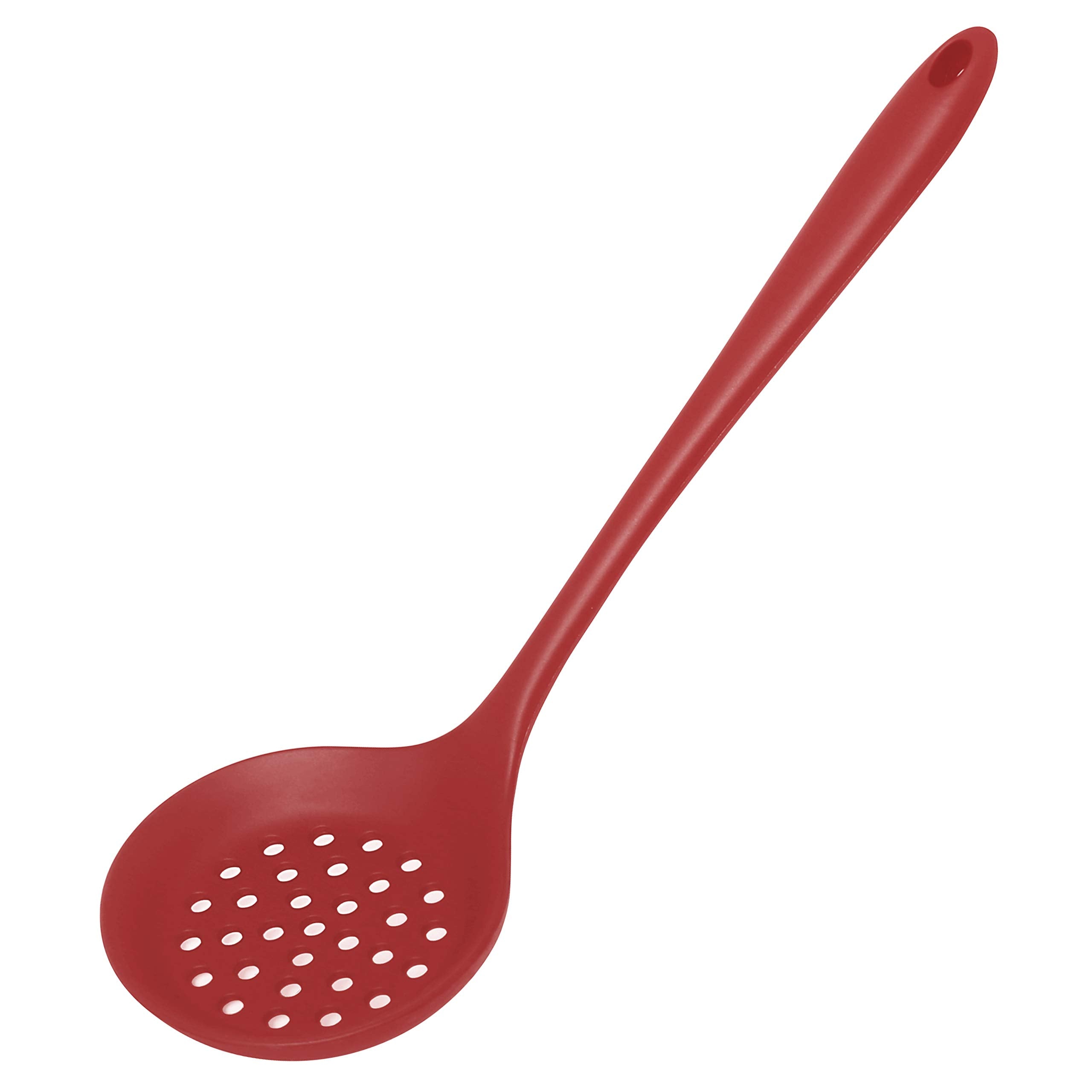 77L Slotted Spoon, Heatproof Skimmer Strainer Slotted Spoon, Seamless One-Piece Non-Stick Cooking Silicone Scoop Ladle With Ergo