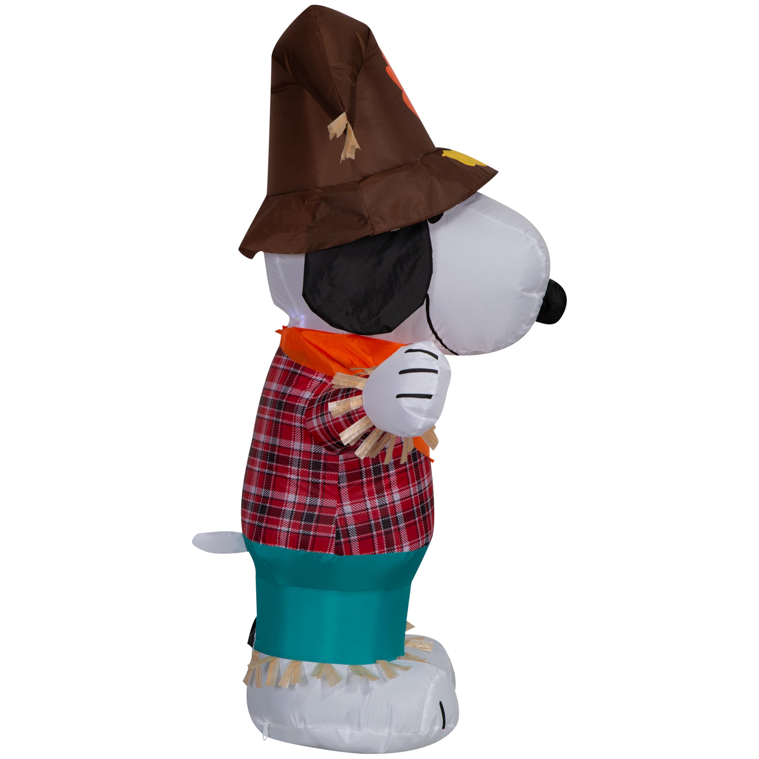 Gemmy Airblown Inflatable Harvest Snoopy in Plaid Shirt Peanuts, 3.5 ft Tall, Multicolored