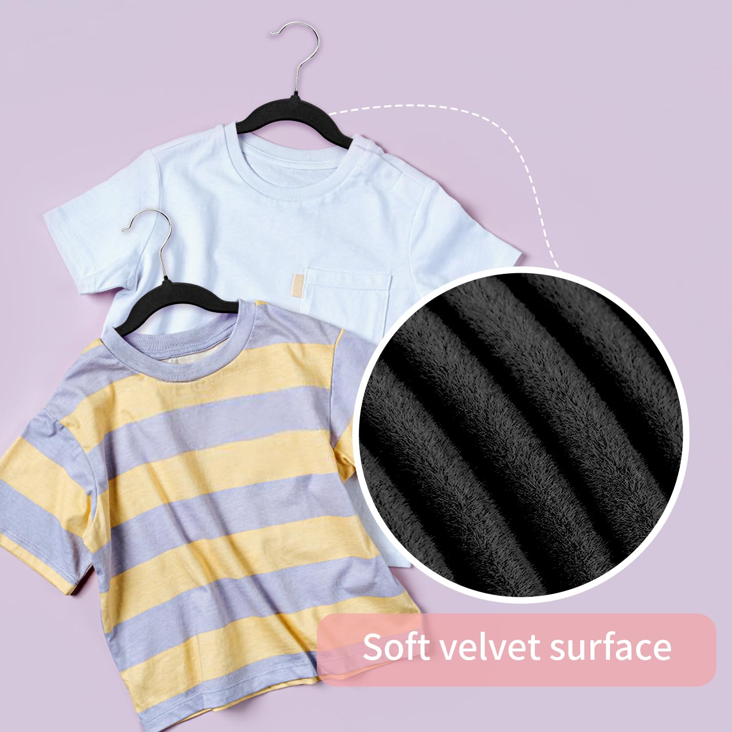 Mangokit Children'S Velvet Hangers,Non-Slip Children'S Clothes Hangers,Ultra-Slim Space Saving Clothes Hangers,360 Rotatory Hook