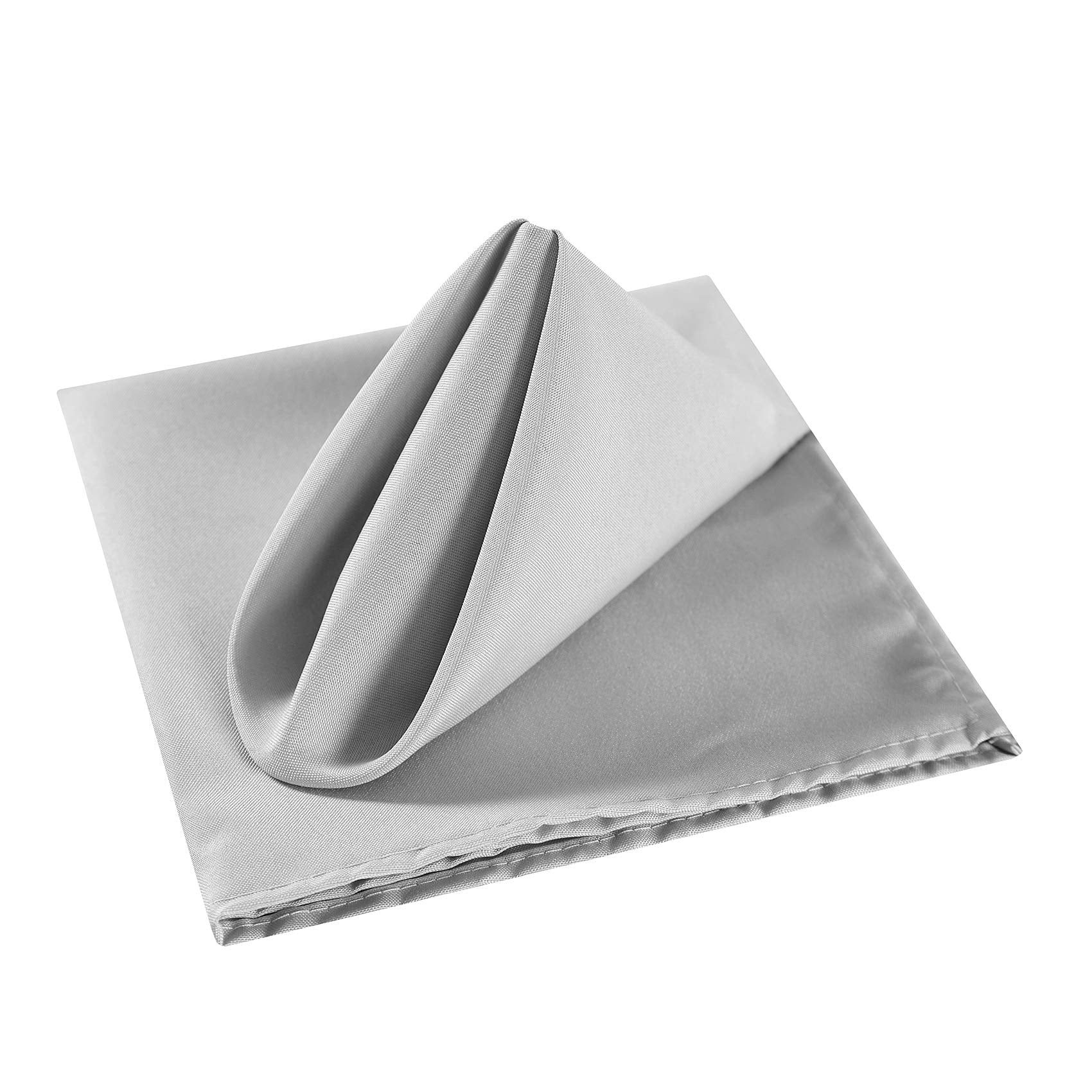 Cloth Napkins 17X17 Inch Washable Polyester Dinner Napkins Soft Table Napkins For Wedding Party Dining Banquet(Silver,100Pcs)