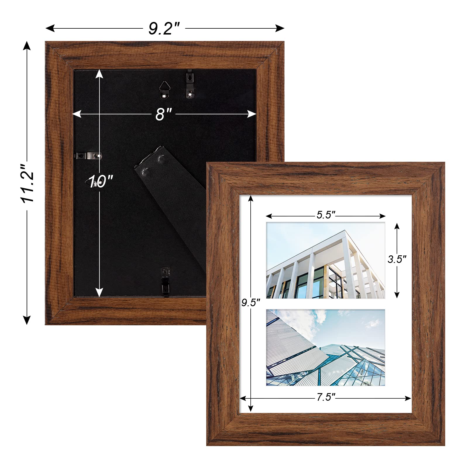Gaevuian 8x10 Picture Frame Display Double 4X6 Picture Frame Collage,Multi Photo Frame with Mat,Plexiglass,Wall or Tabletop Deco