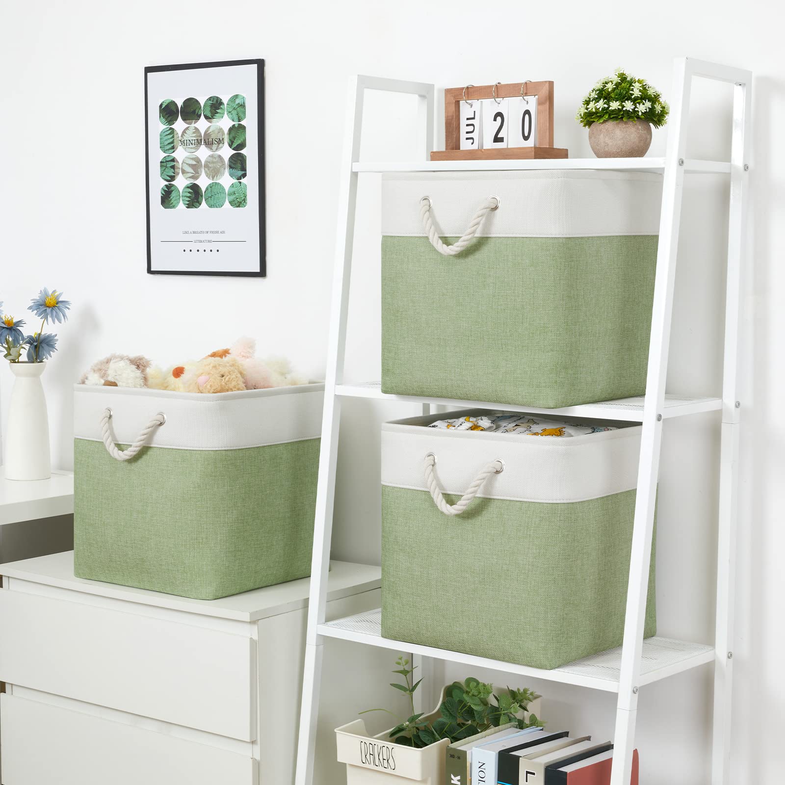 Bidtakay Cubby Storage Bins Set Of 3 Fabric Baskets For Shelves Closet Drawer Organizer Storage Cubes 13X13 Collapsible Organiza