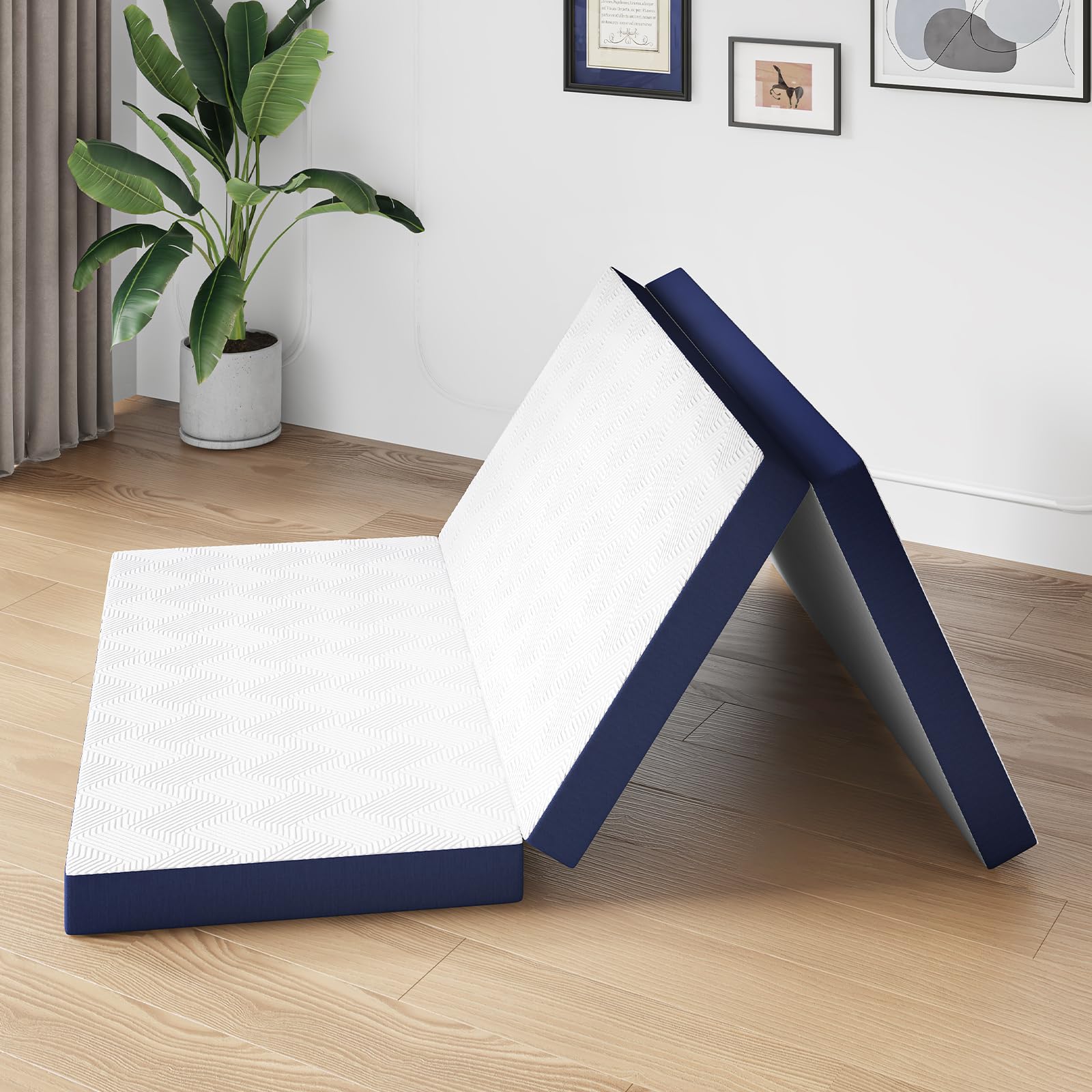Avenco 4 Inch Folding Mattress Twin, Tri Fold Memory Foam Mattress With Zipper And Washable Cover, Foldable Mattress For Rv,Gues
