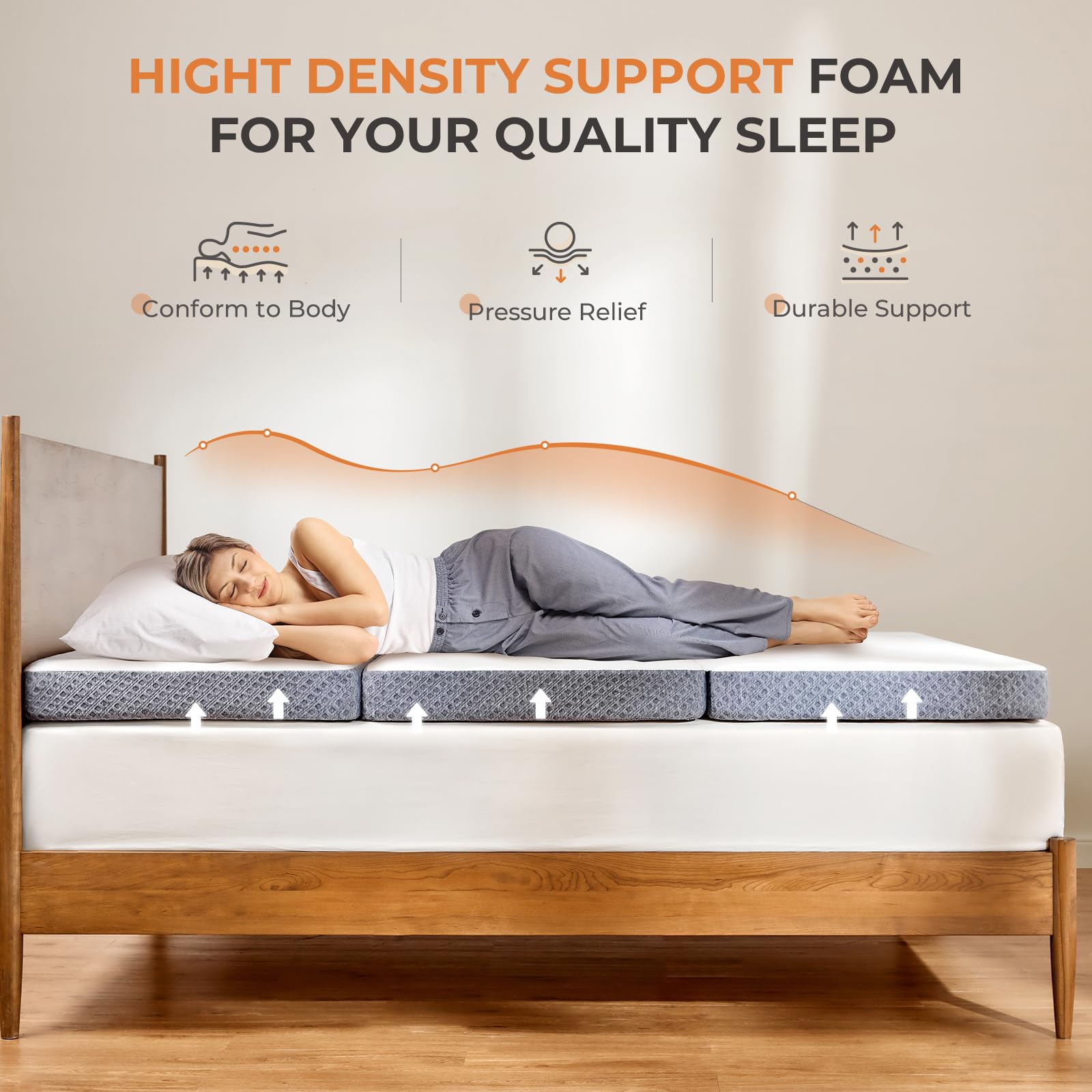 Sweetnight Tri Folding Mattress - 4-Inch Foldable Mattress With A Collapsible And Washable Cover | Medium-Firm With Non-Slip Des