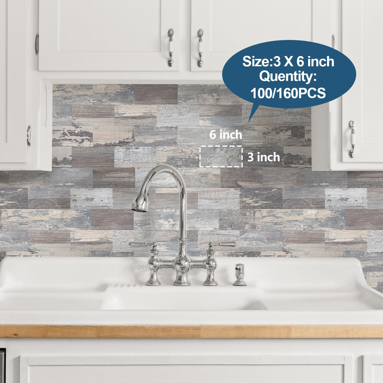Yipscazo 2025 New Upgrade Peel and Stick backsplash 3 x 6 Inches 3D PVC Backsplash Wall Tile, Stick on Backsplash Tile for Kitch
