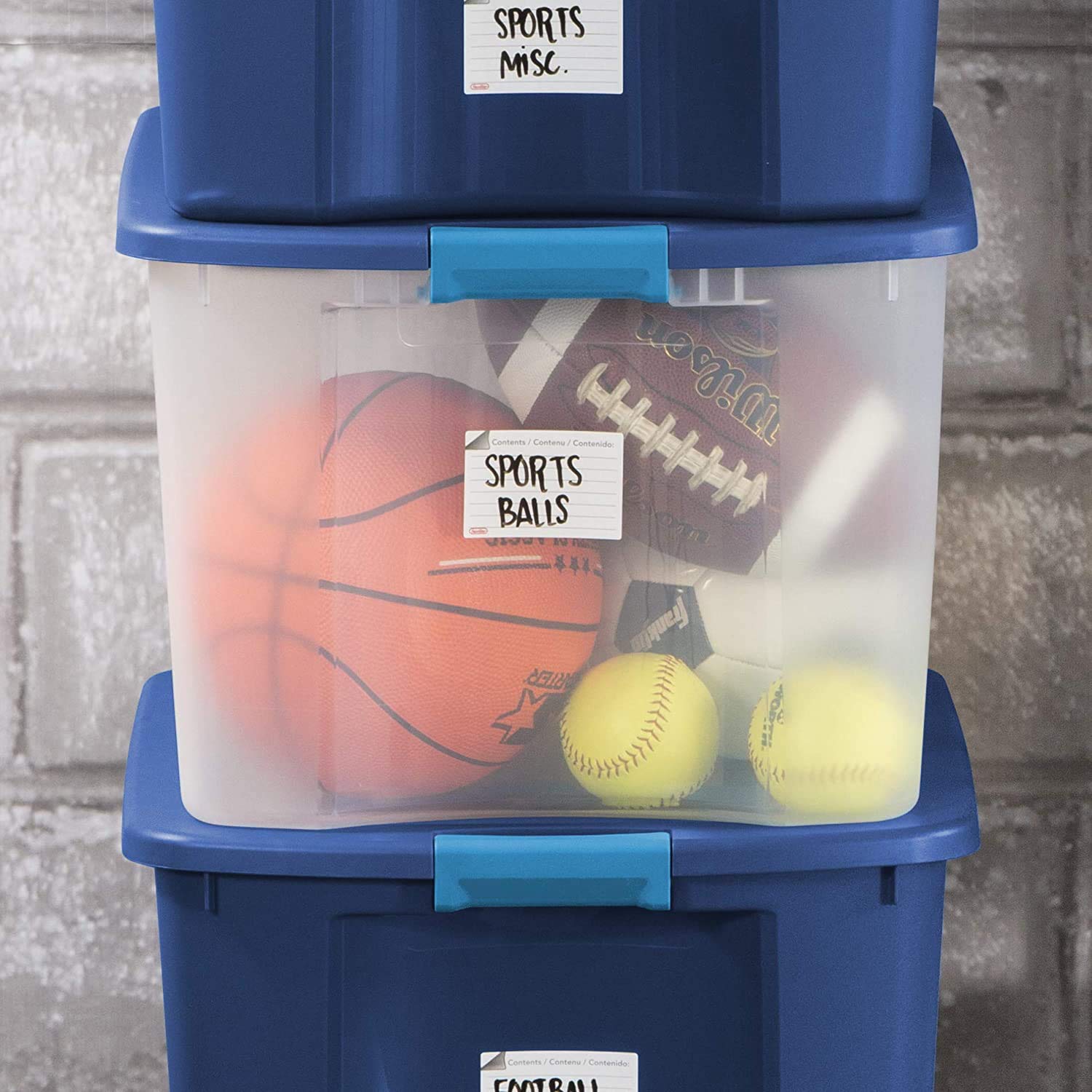 Sterilite True Blue 72 Qt./18 Gal. Latching Storage Bin With Clear Base