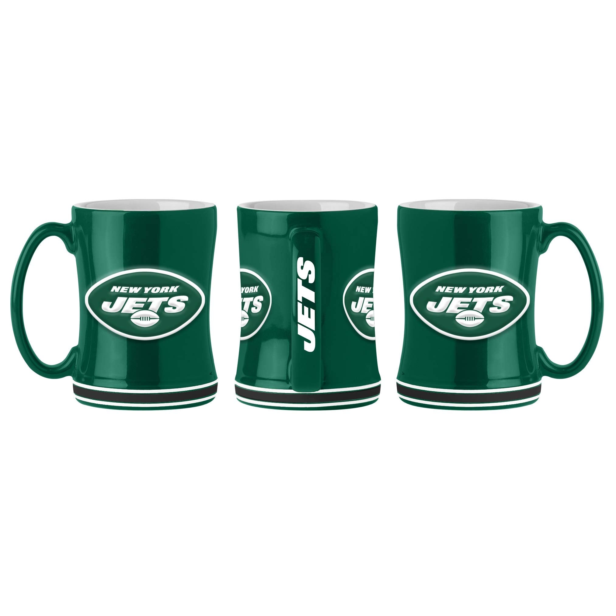Boelter Brands Nfl New York Jets Mugcoffee Mug 14Oz Sculpted Relief 2019, Team Colors, One Size
