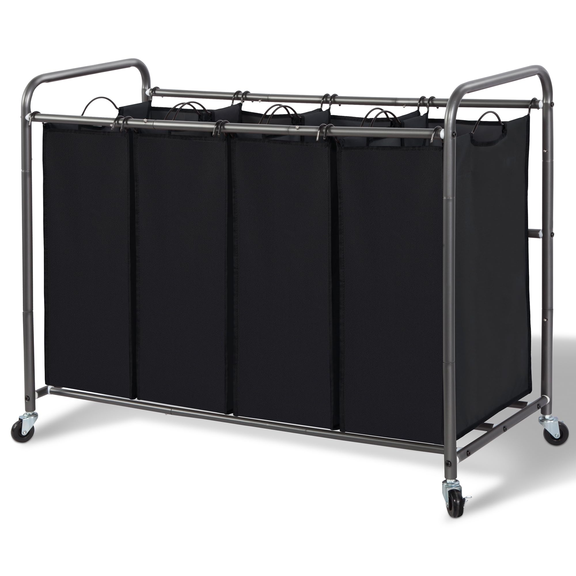 Storageideas Laundry Sorter Hamper With Wheels, Heavy-Duty Laundry Sorter Rolling Cart, Lockable Wheels And Removable Bags, 4 Se