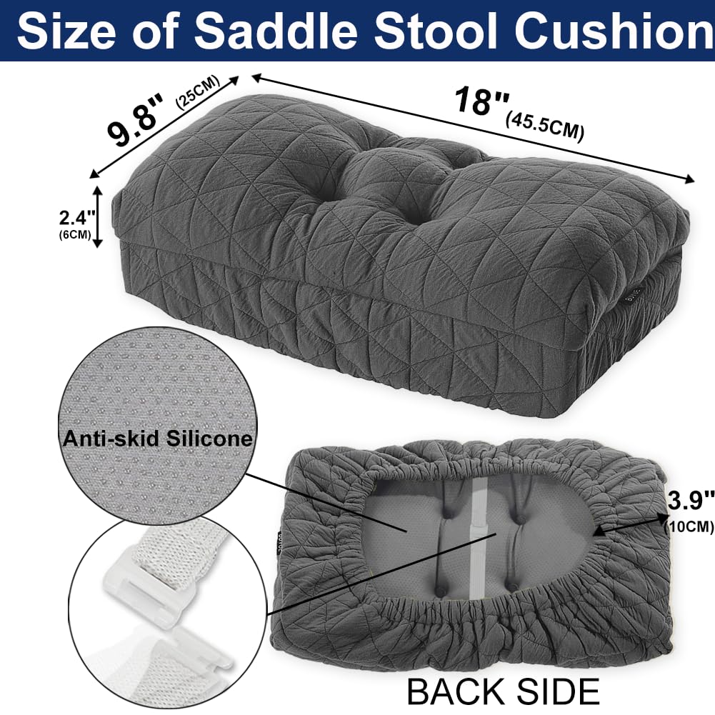 Buyue Seat Cushion For Saddle Stool, Luxury Triangle Fashion Jacquard With Anti-Skid Silicone Bar Stool Cushion Padded (Dark Gre