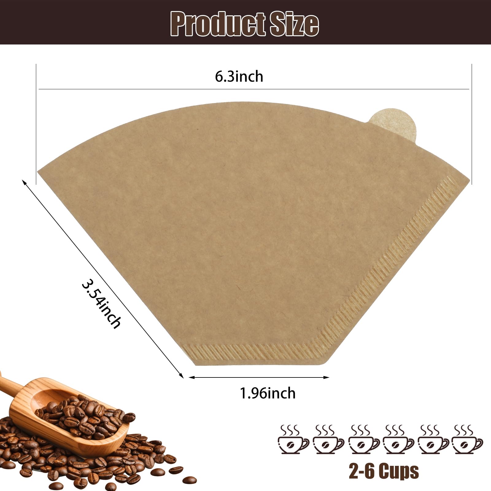 200 Count Coffee Filter #2, 2 Cone Coffee Filters Unbleached Natural 2 Cone Filters Paper Compatible With Drip And Pour Over Cof