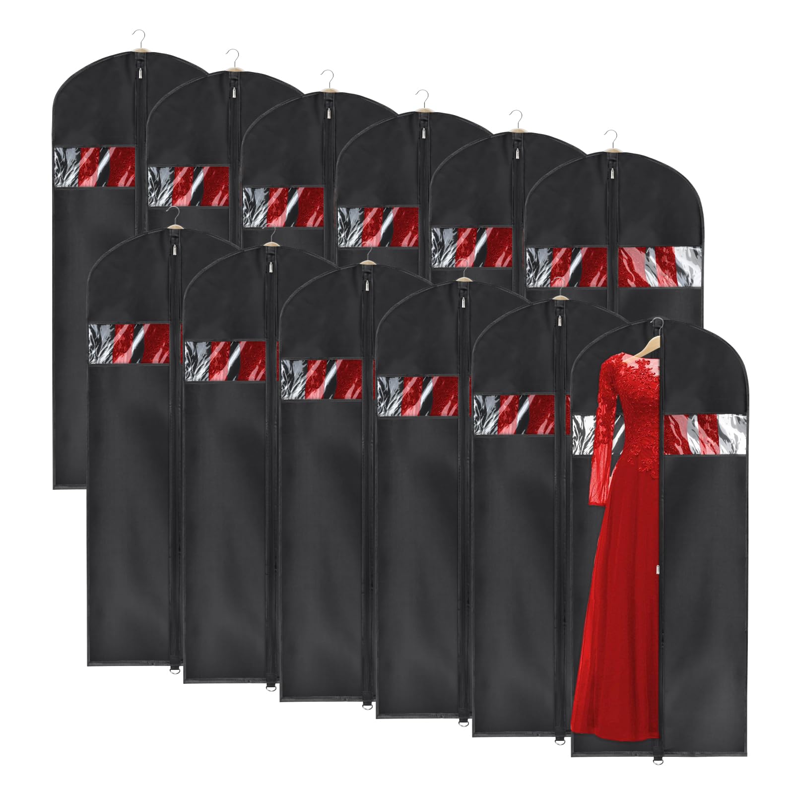 Univivi Garment Bags Clothes Covers For Storage, 60 Inch Dress Garment Bags Hanging Clothes Bags With Zipper, Gown Garment Bag F