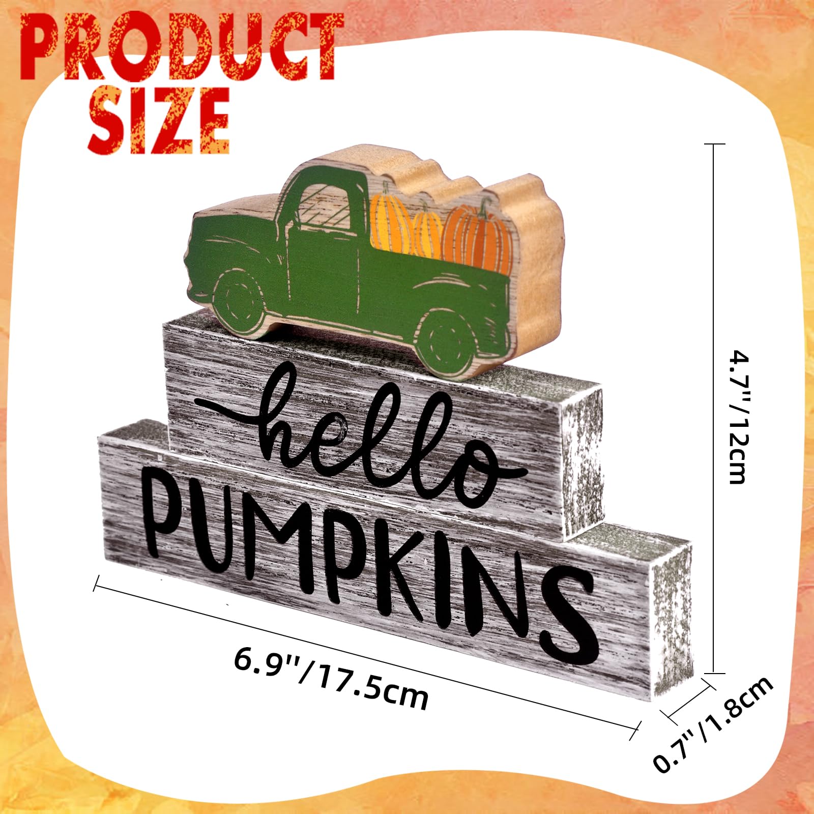 3PCS Wooden Fall Decorations for Home, Rustic Farmhouse Fall Table Decor Set with Pumpkin Truck & Signs, Harvest Thanksgiving Ta