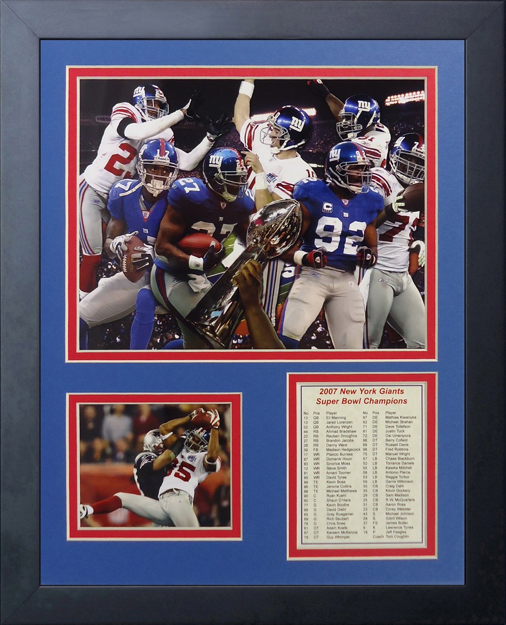Legends Never Die New York Giants 2007 Super Bowl NFL Champions Collectible | Framed Photo Collage Wall Art Decor - 12x15 (11760