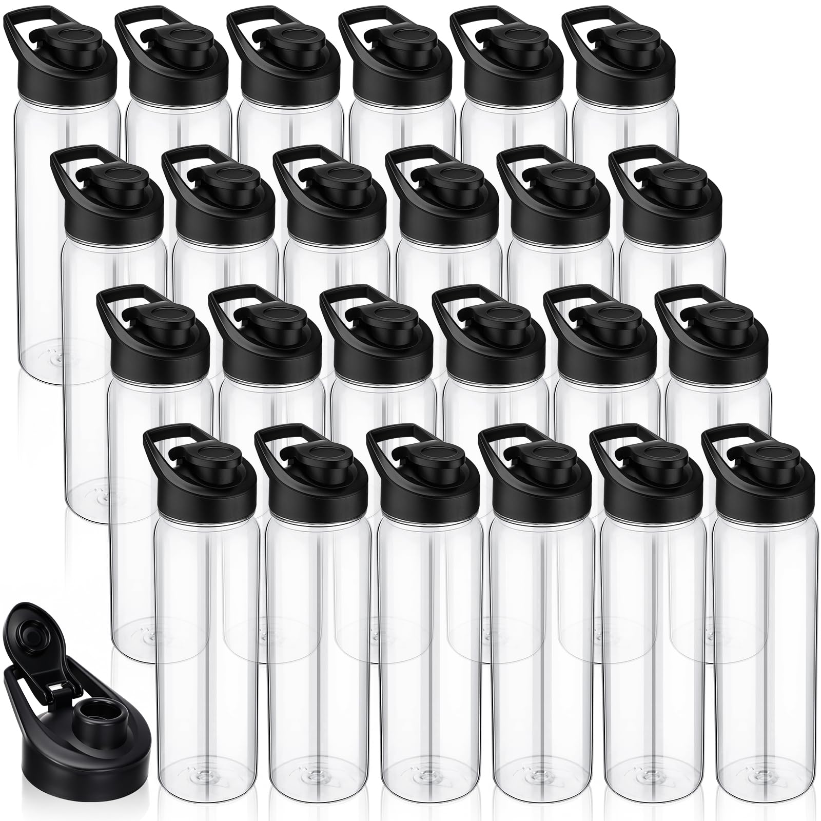 Mimorou 24 Pcs 24oz Water Bottles Bulk, Reusable Plastic Sports Bottles Leak-Proof & Portable Water Jug Gym Sports Adults Large 