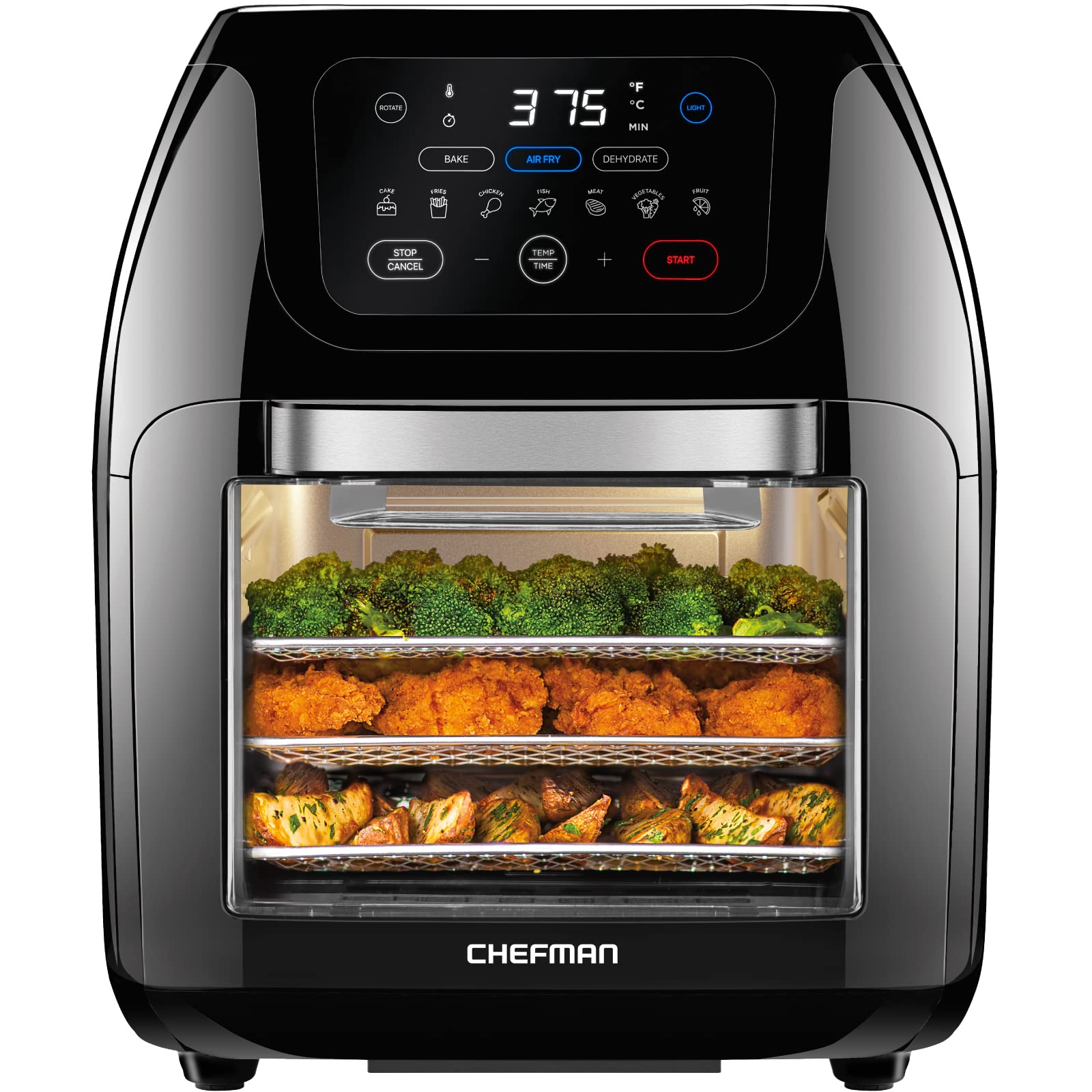 Chefman Multifunctional Digital Air Fryer+ Rotisserie, Dehydrator, Convection Oven, 17 Touch Screen Presets Fry, Roast, Dehydrat