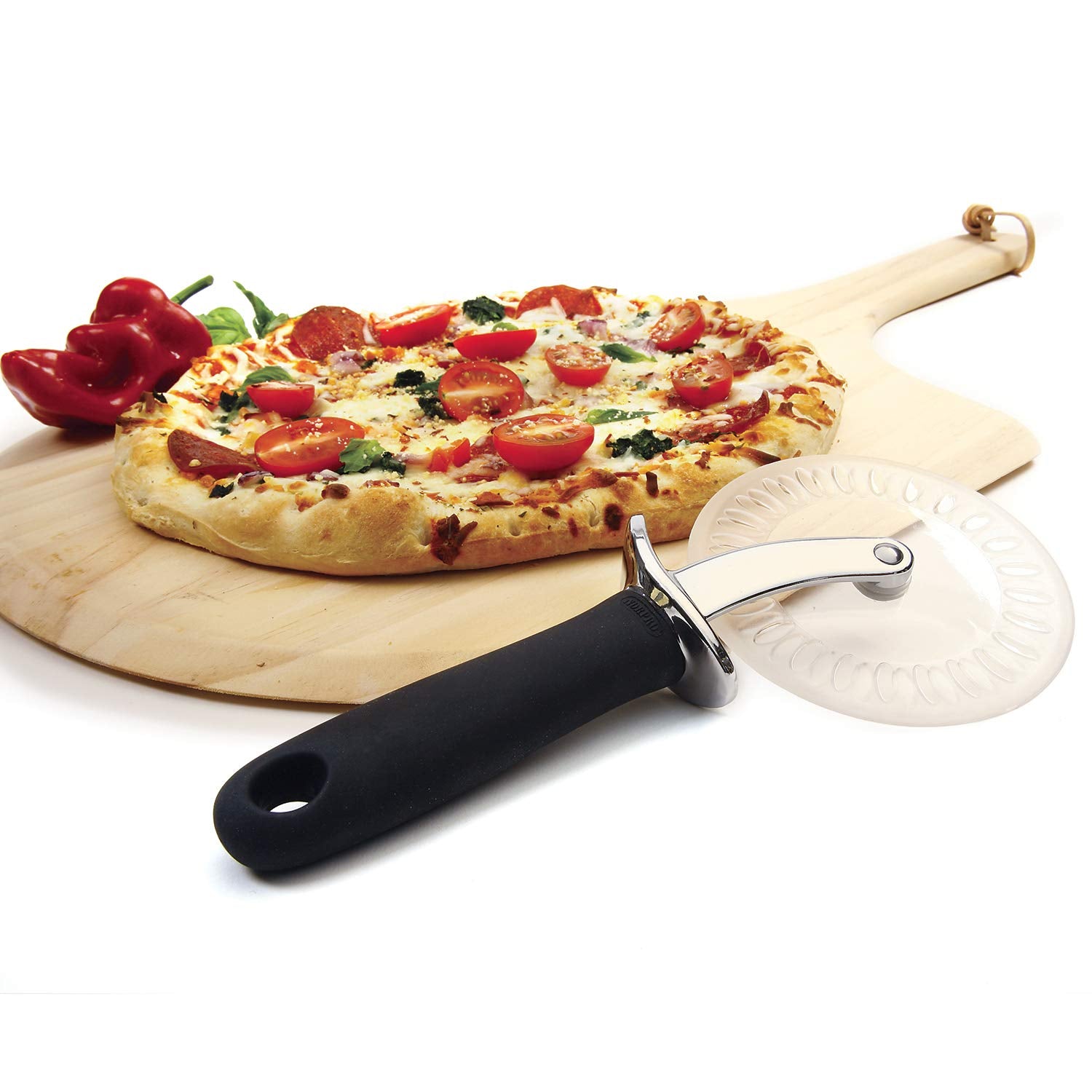 Norpro Grip-Ez Pizza Wheel W/Scallops, 9.75'' X 4.25'' X 1.25'', Black