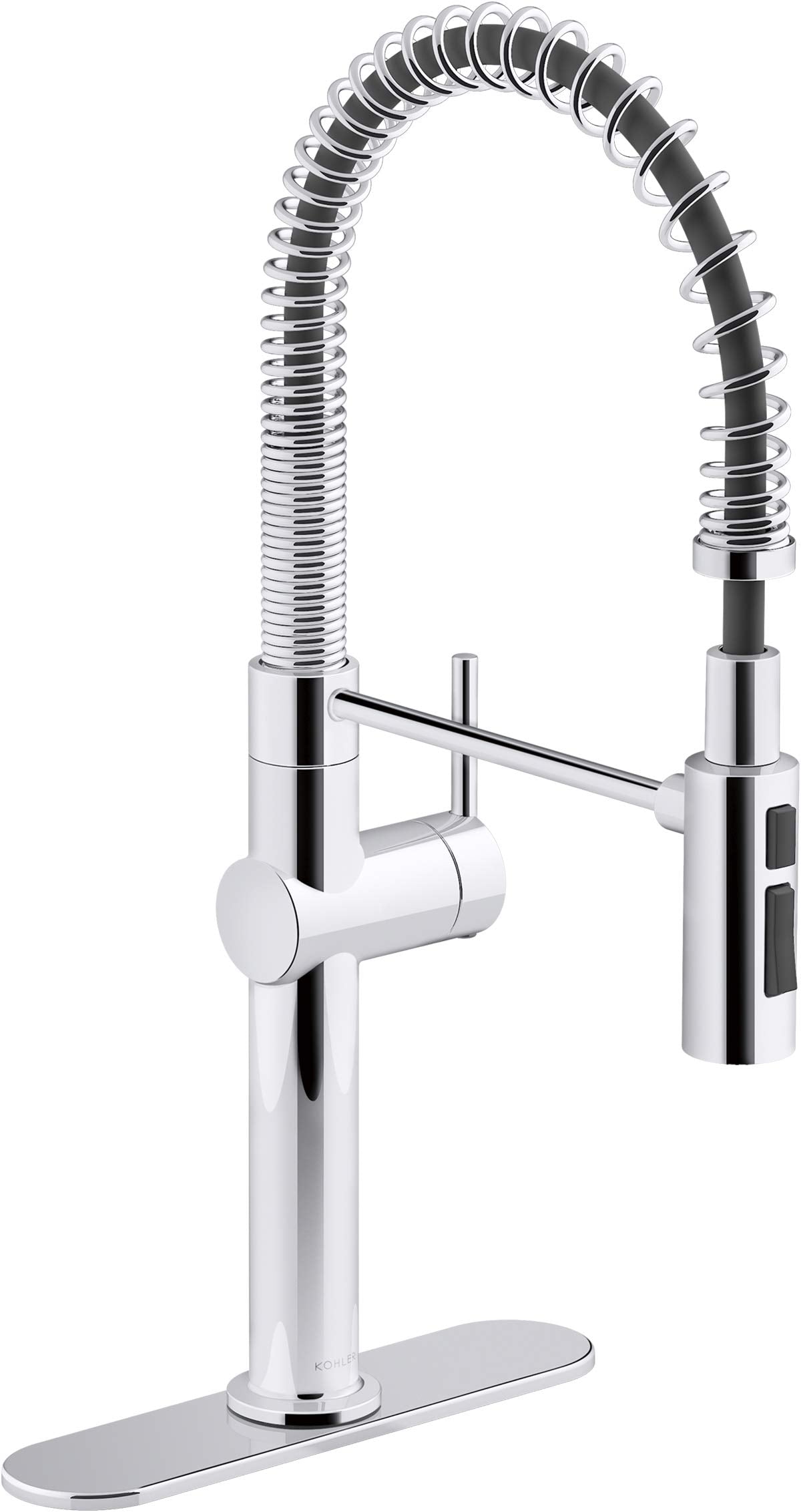 Kohler 22973-Cp Crue High-Arc Kitchen Faucet With Pull Down Spring Spout, Professional Pre-Rinse Kitchen Faucet, Commercial Fauc